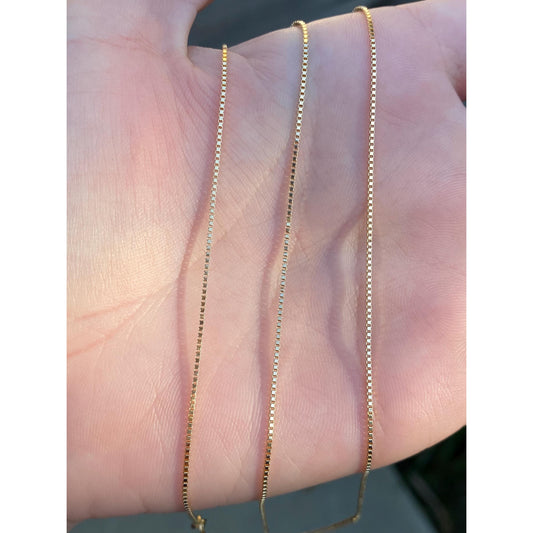 Vintage Solid 14k Yellow Gold Box Chain Necklace - 23.75 inches