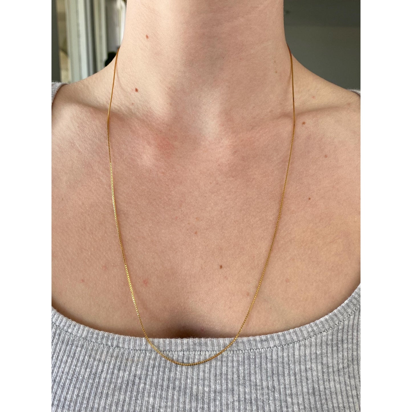 Vintage Solid 14k Yellow Gold Box Chain Necklace - 23.75 inches