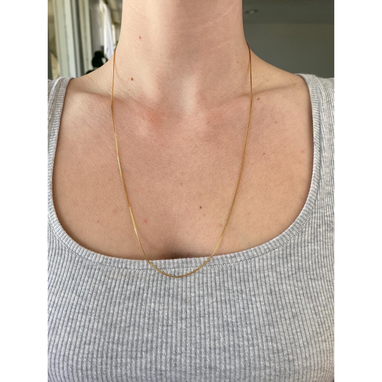 Vintage Solid 14k Yellow Gold Box Chain Necklace - 23.75 inches