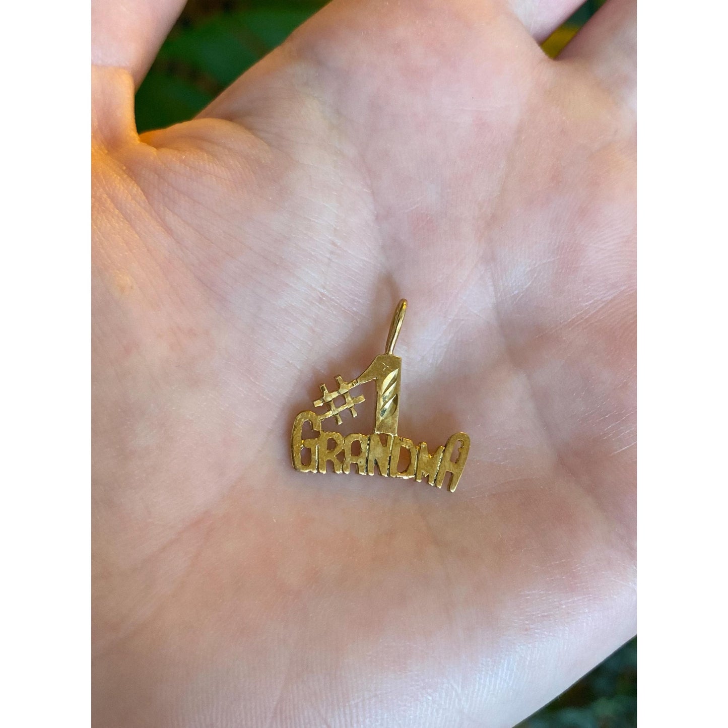 Vintage Solid 10k Yellow Gold Diamond Cut #1 Grandma Charm