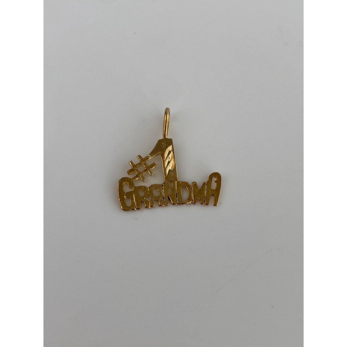 Vintage Solid 10k Yellow Gold Diamond Cut #1 Grandma Charm