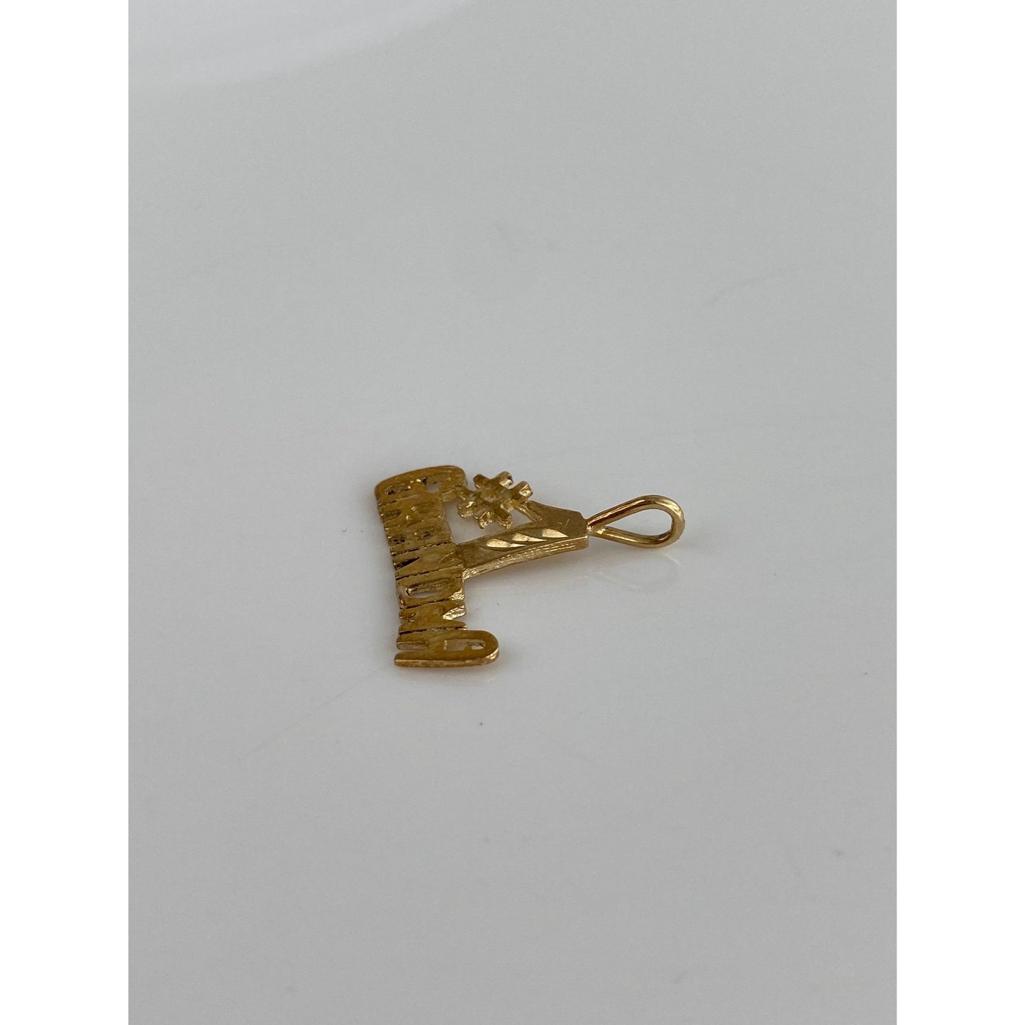 Vintage Solid 10k Yellow Gold Diamond Cut #1 Grandma Charm
