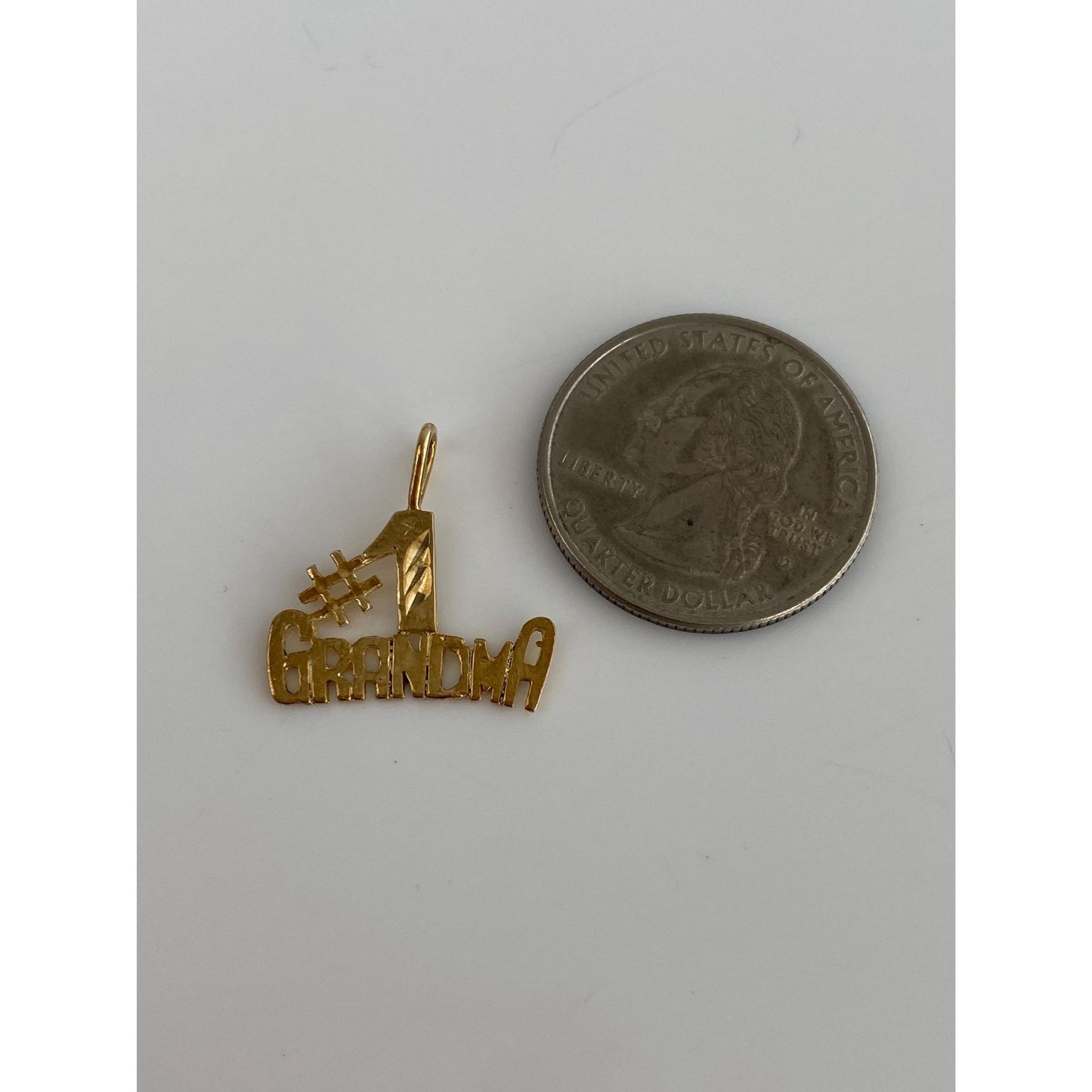 Vintage Solid 10k Yellow Gold Diamond Cut #1 Grandma Charm