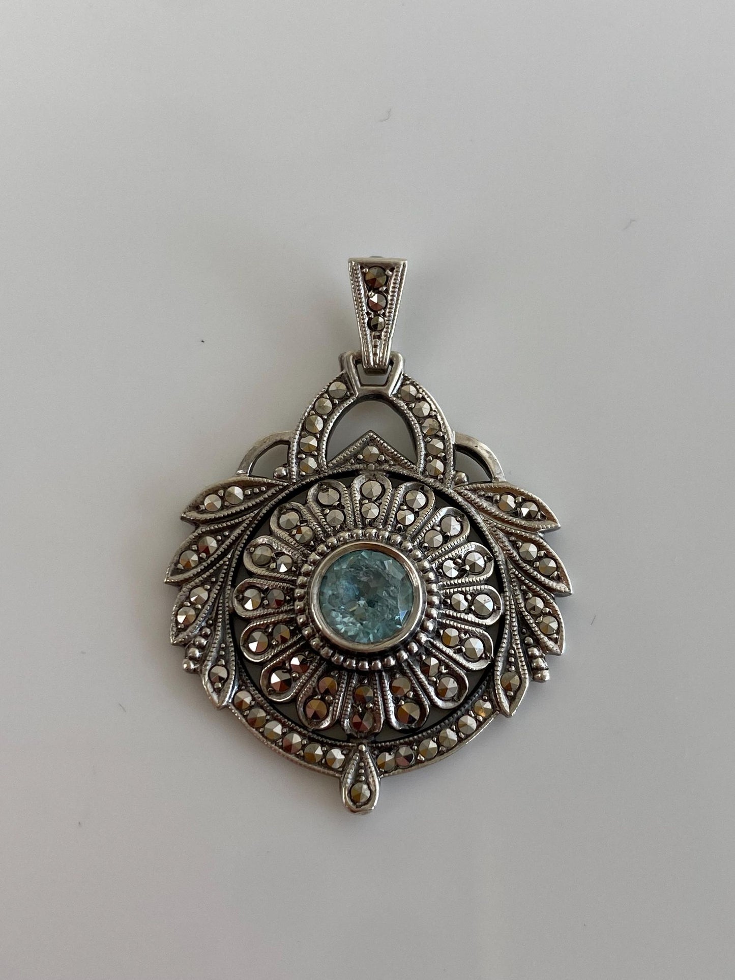 Vintage Solid Sterling Silver Hematite Topaz Charm