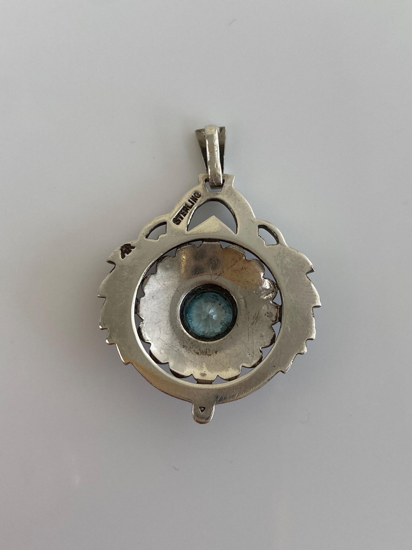 Vintage Solid Sterling Silver Hematite Topaz Charm