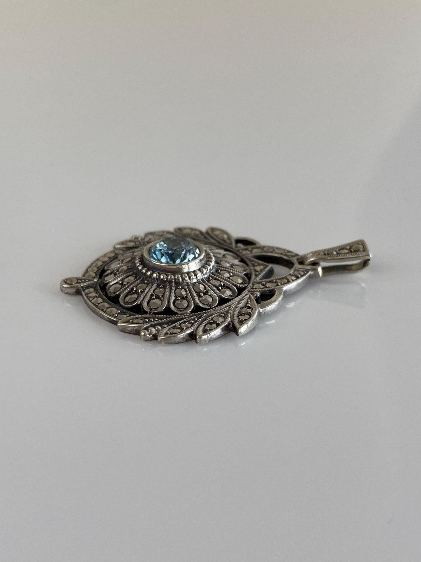 Vintage Solid Sterling Silver Hematite Topaz Charm