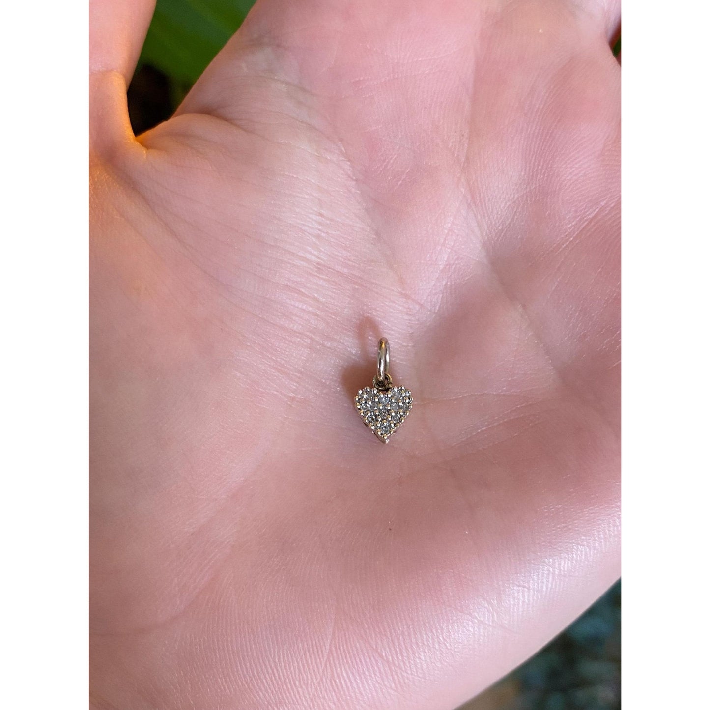 Vintage Solid 10k White & Yellow Gold Diamond Heart Charm