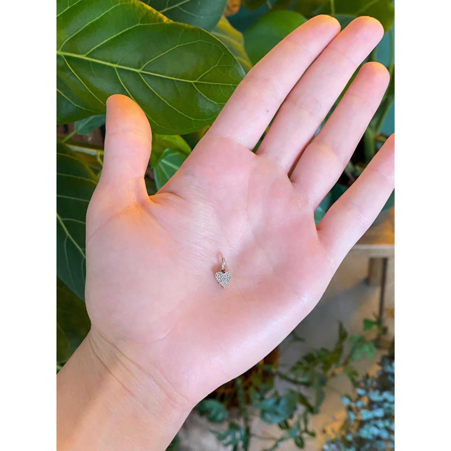 Vintage Solid 10k White & Yellow Gold Diamond Heart Charm