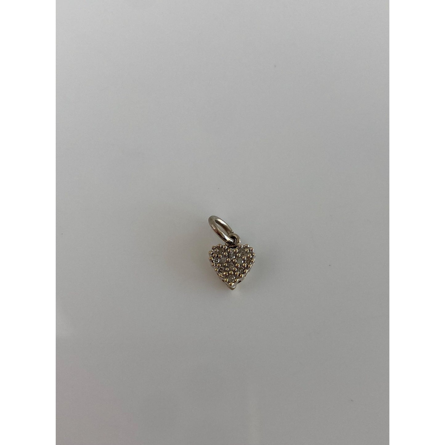 Vintage Solid 10k White & Yellow Gold Diamond Heart Charm