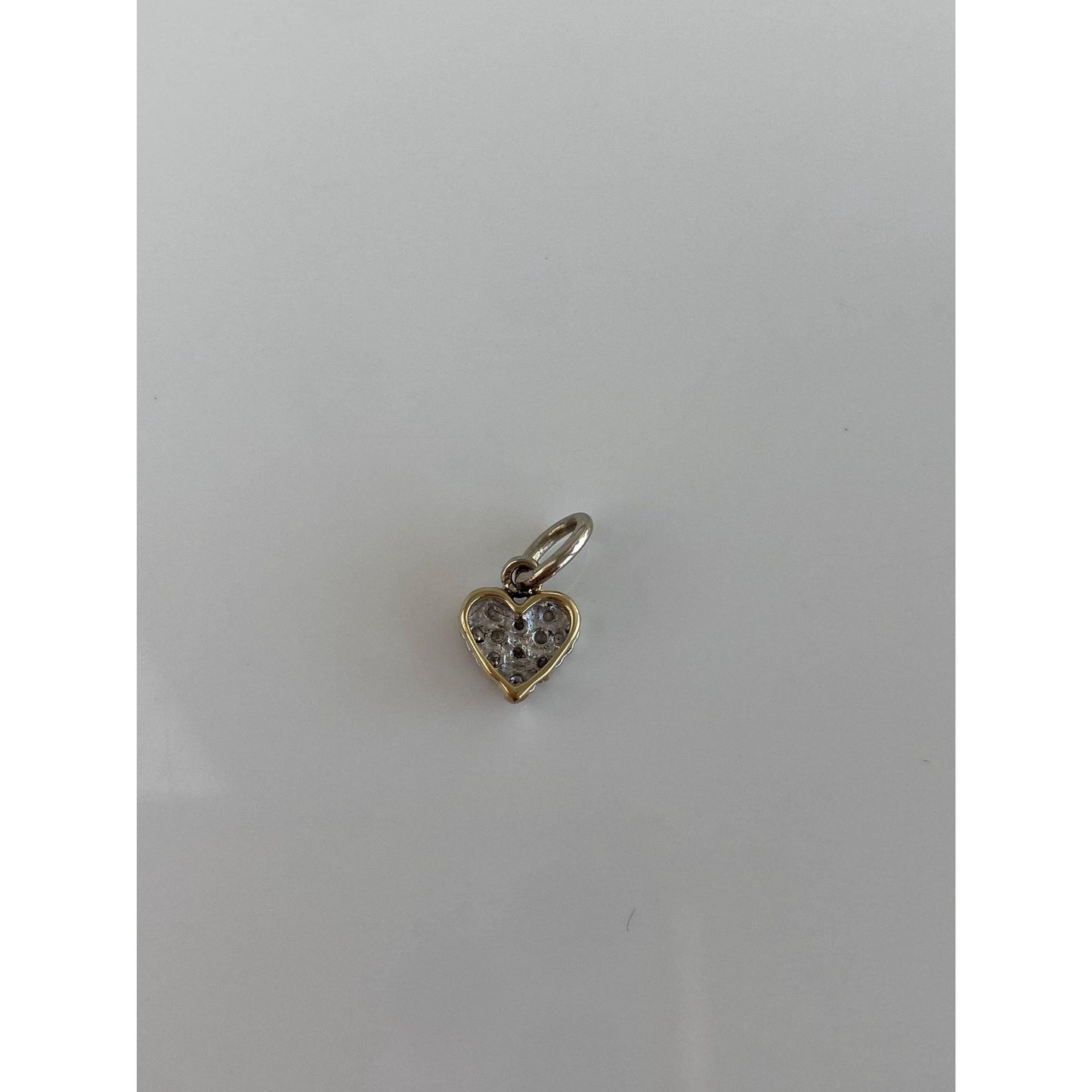 Vintage Solid 10k White & Yellow Gold Diamond Heart Charm