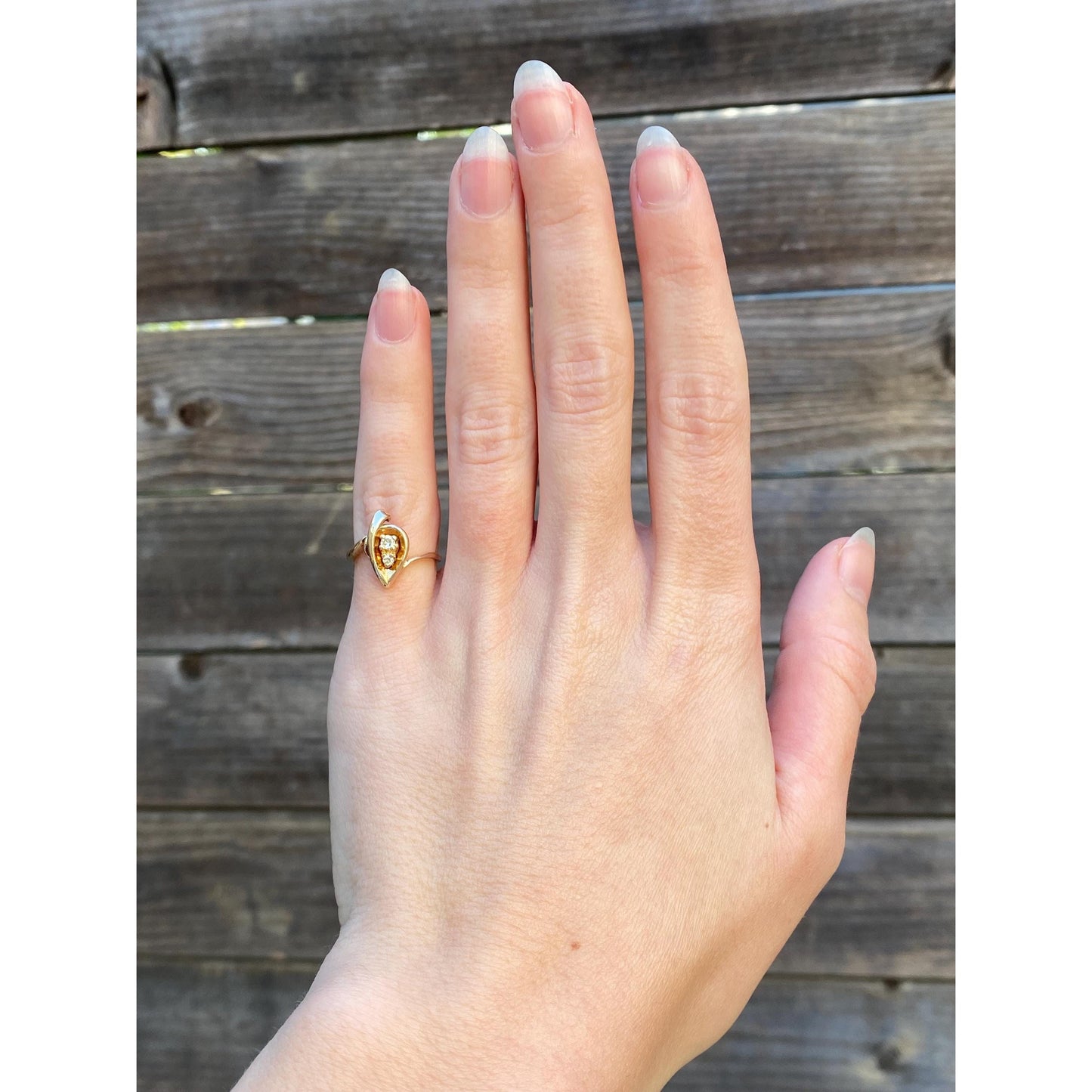 Vintage Solid 14k Yellow Gold Diamond Ring - Size 4