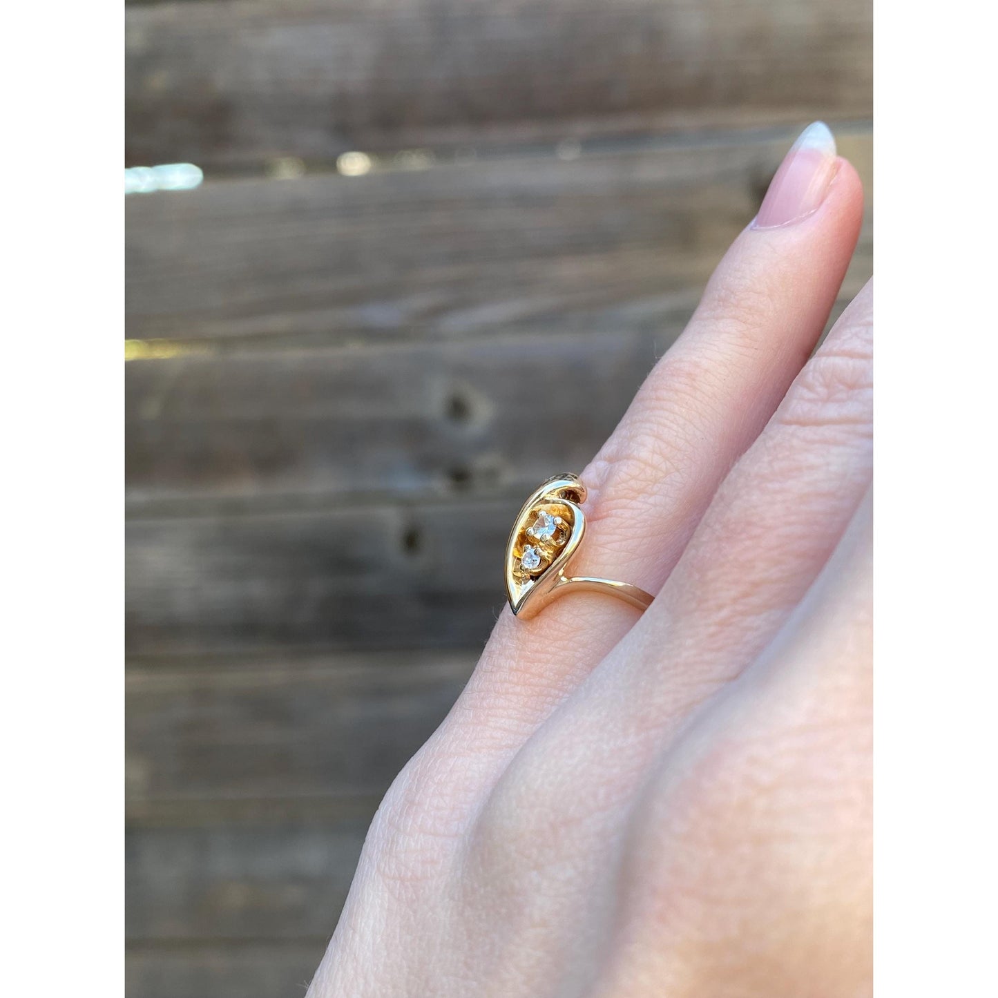 Vintage Solid 14k Yellow Gold Diamond Ring - Size 4