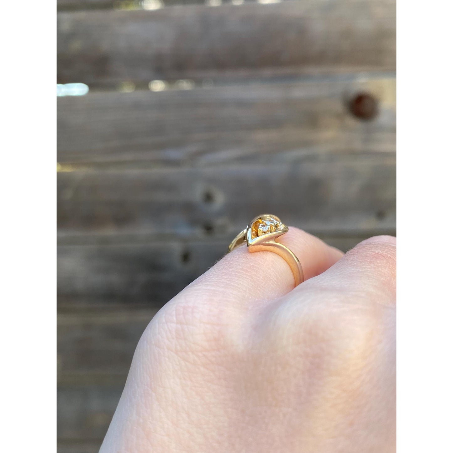 Vintage Solid 14k Yellow Gold Diamond Ring - Size 4