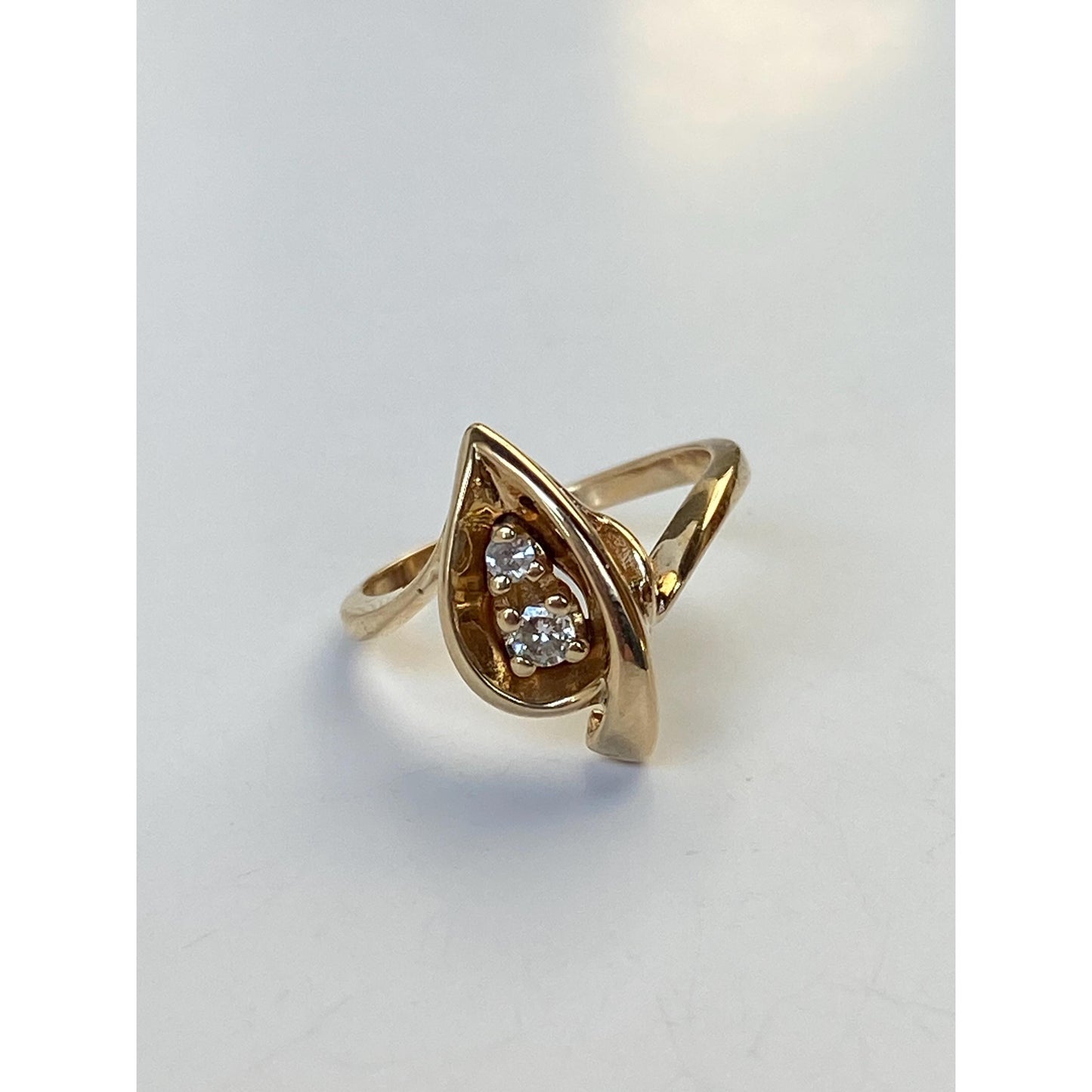 Vintage Solid 14k Yellow Gold Diamond Ring - Size 4