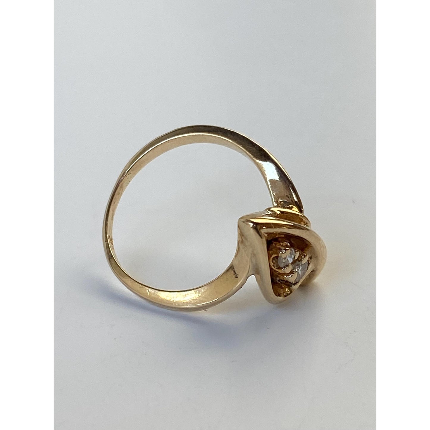 Vintage Solid 14k Yellow Gold Diamond Ring - Size 4