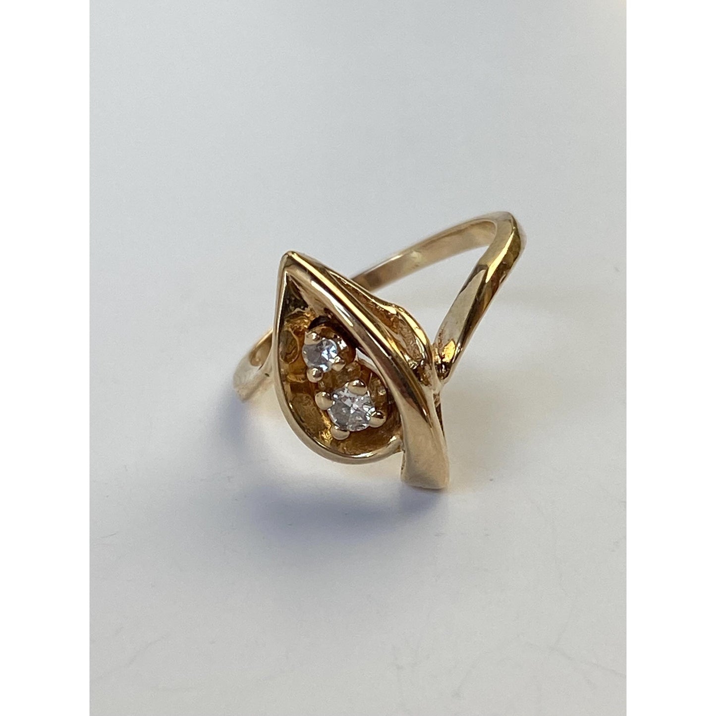 Vintage Solid 14k Yellow Gold Diamond Ring - Size 4