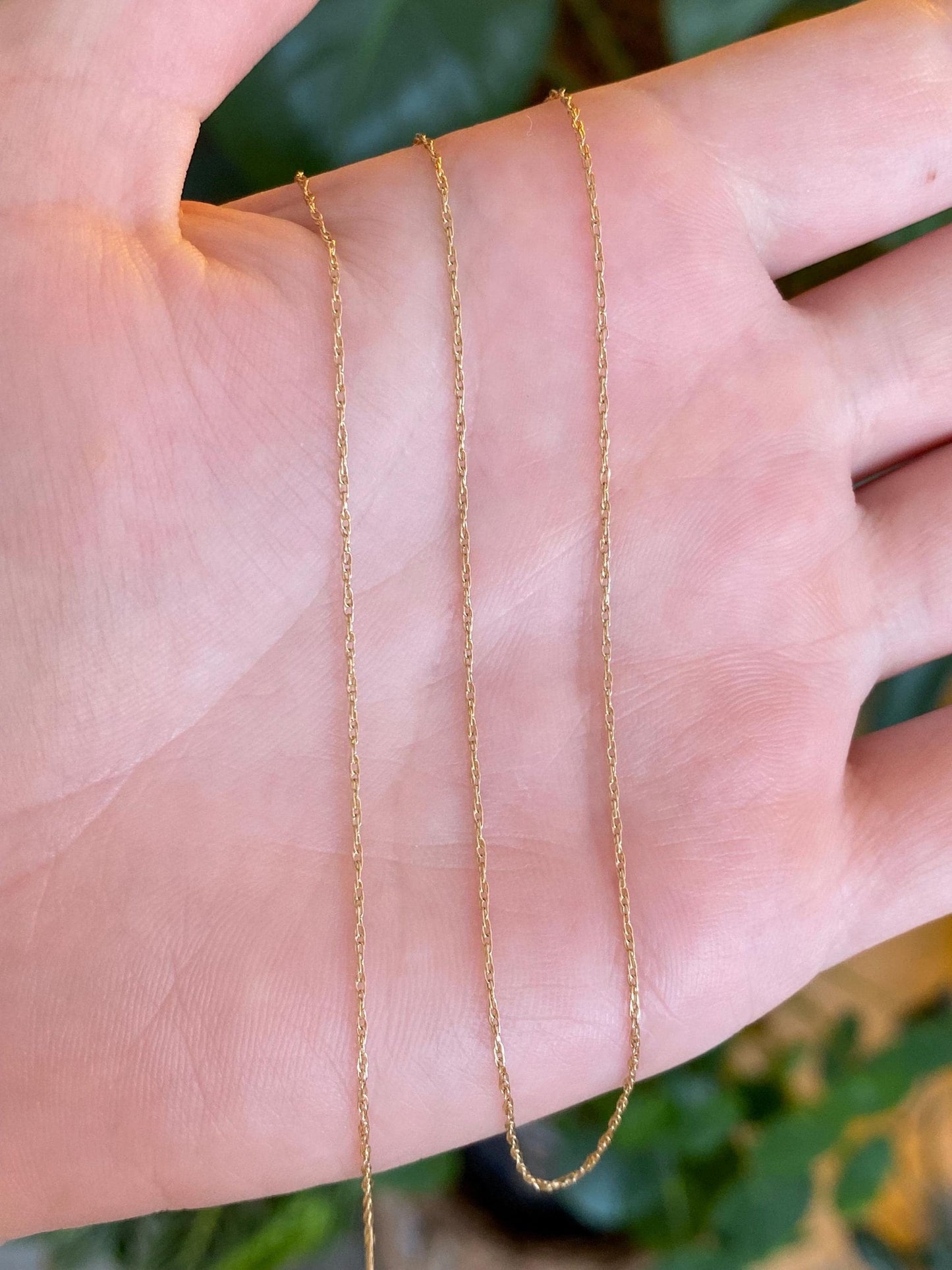 Vintage Solid 14k Yellow Gold Dainty Chain Necklace - 18 inches