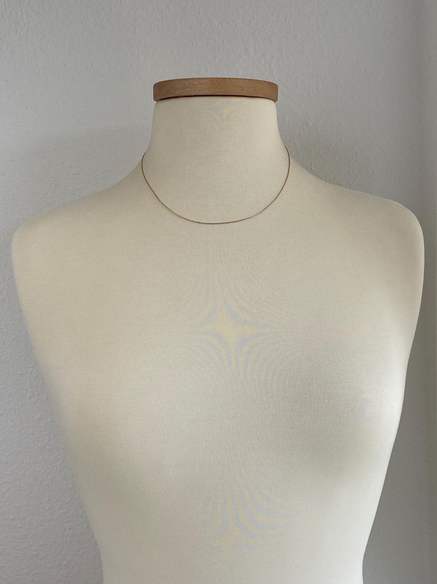 Vintage Solid 14k Yellow Gold Dainty Chain Necklace - 18 inches