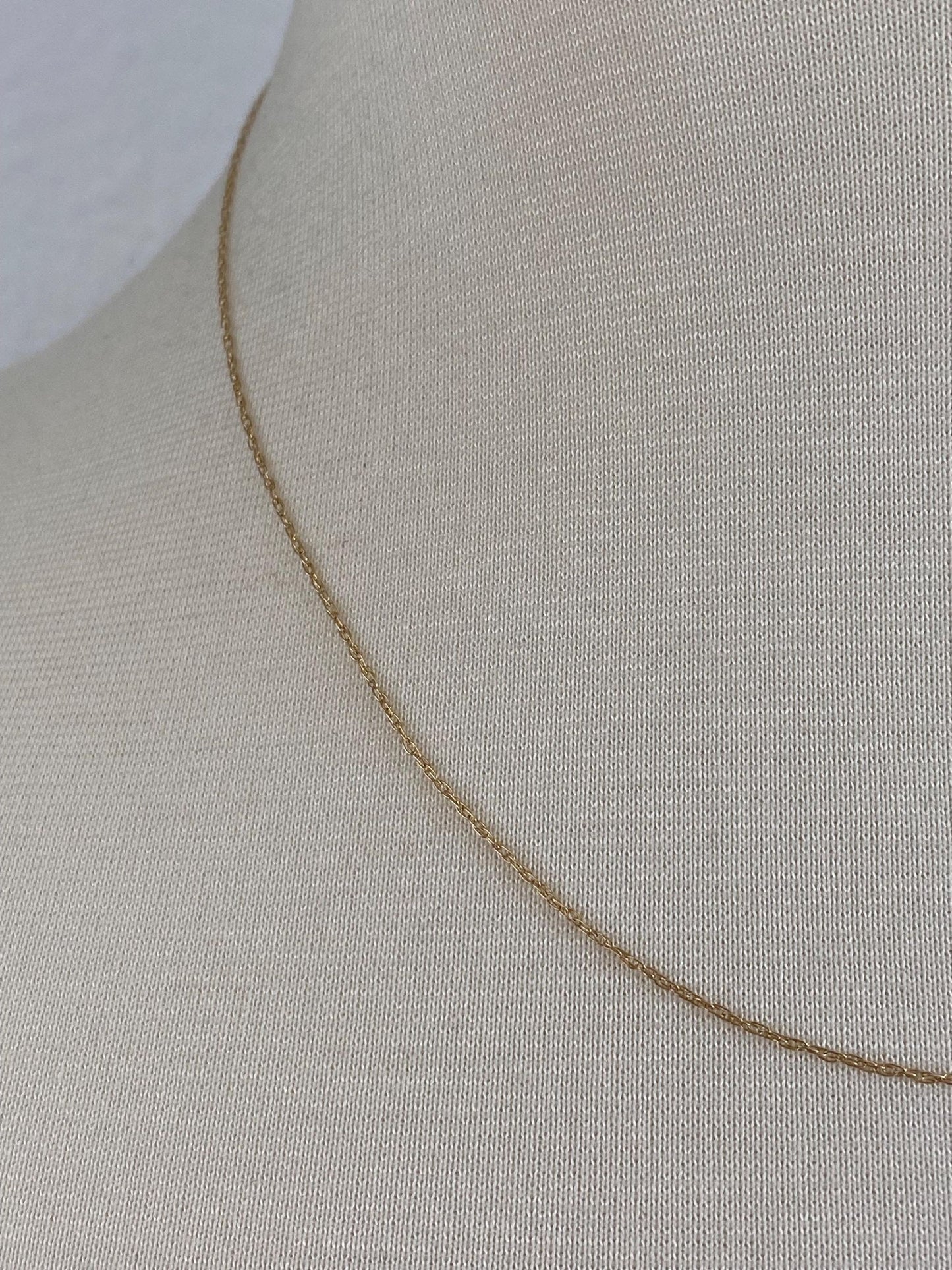 Vintage Solid 14k Yellow Gold Dainty Chain Necklace - 18 inches