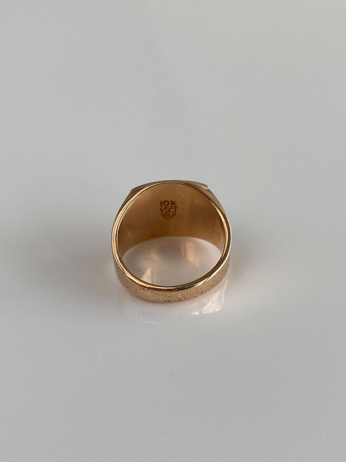 Vintage Solid 10k White & Yellow Gold Black Enamel Ring - Size 3.75