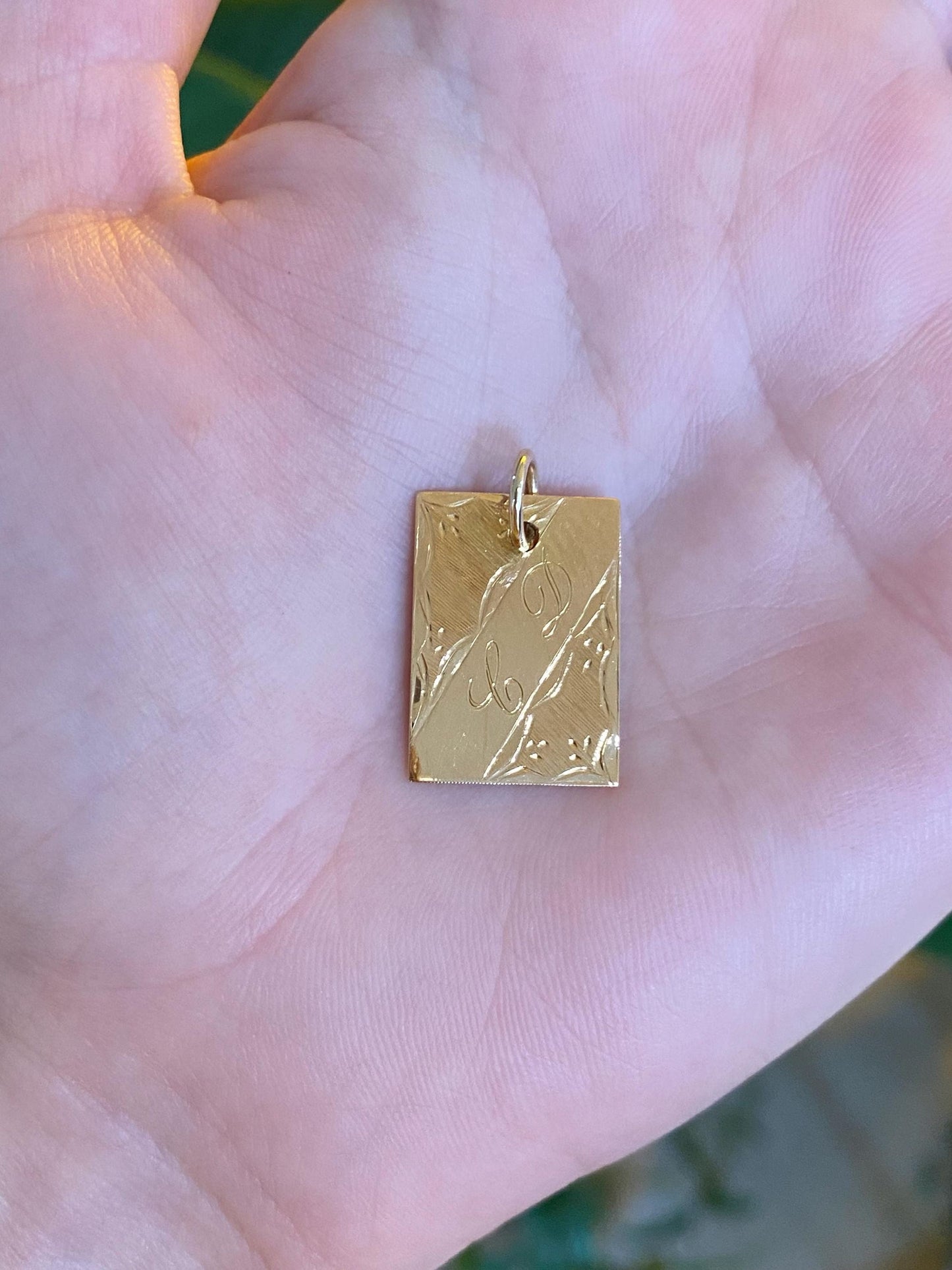 Vintage Solid 18k Yellow Gold Initials 'CD' Engraved Charm