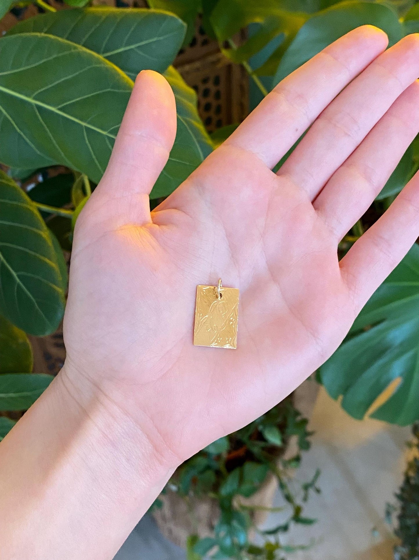 Vintage Solid 18k Yellow Gold Initials 'CD' Engraved Charm