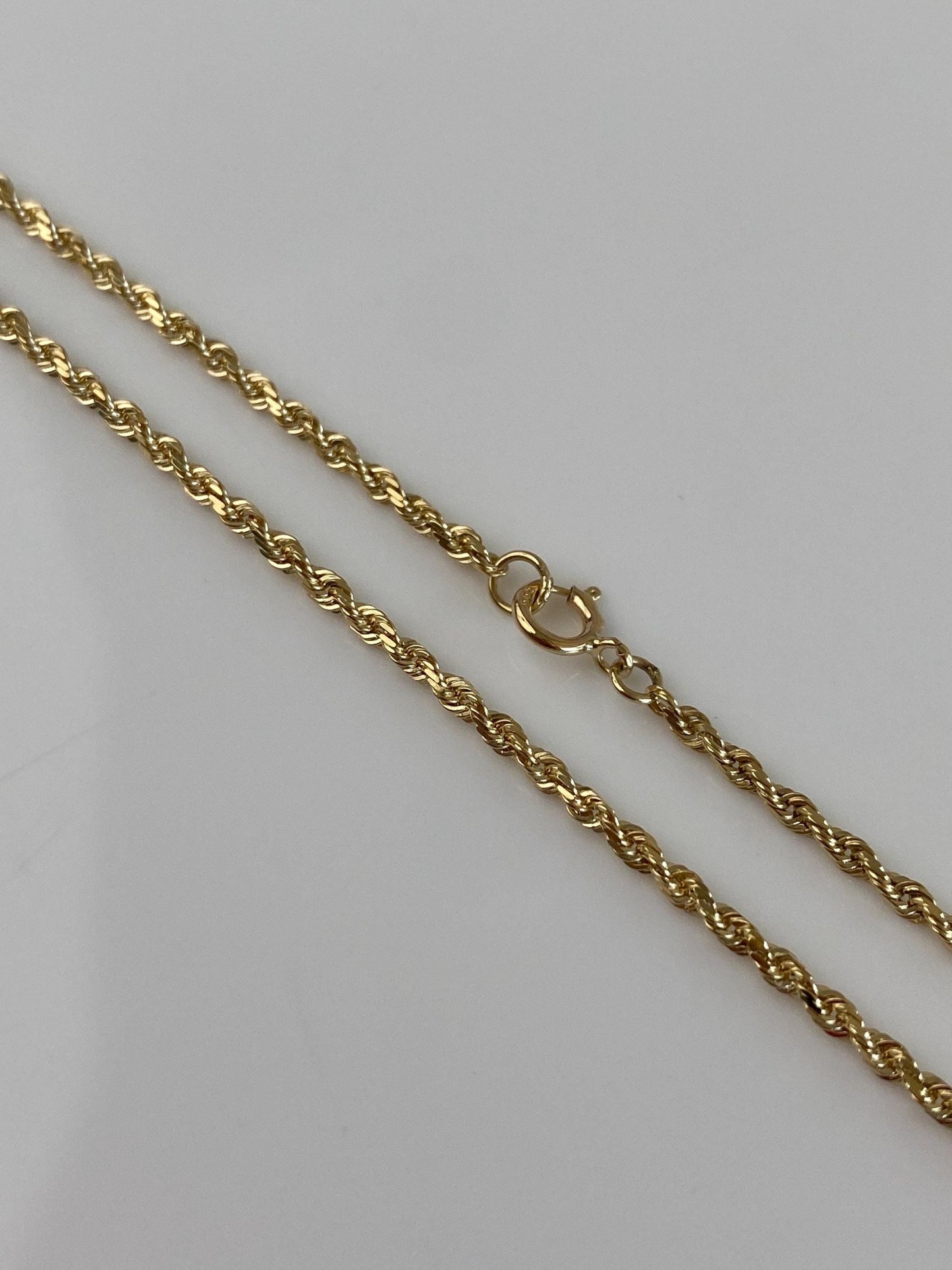 Vintage Solid 14k Yellow Gold Slim Rope Chain Necklace - 16.75 inches