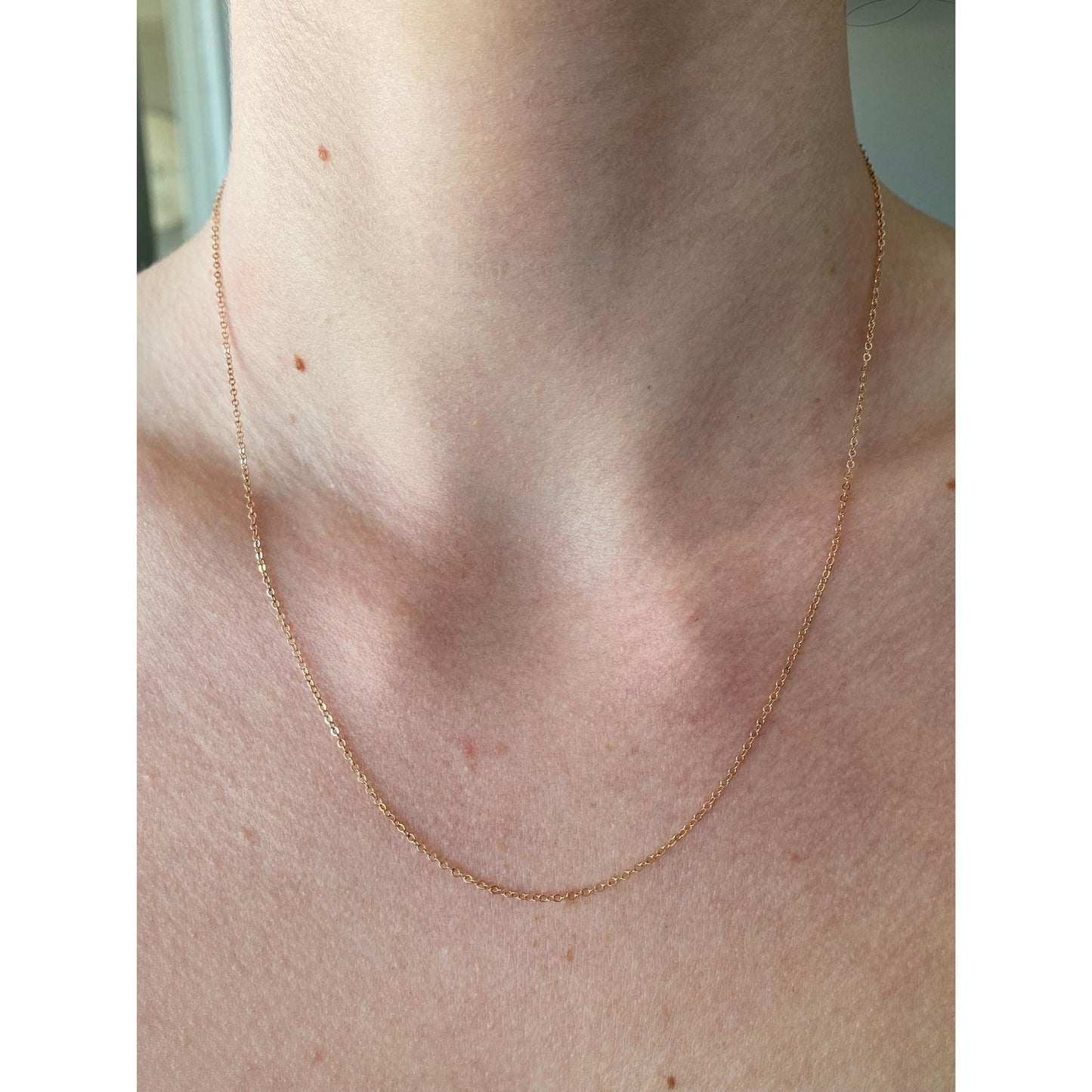 Vintage Solid 10k Rose Gold Cable Chain Necklace - 18 inches