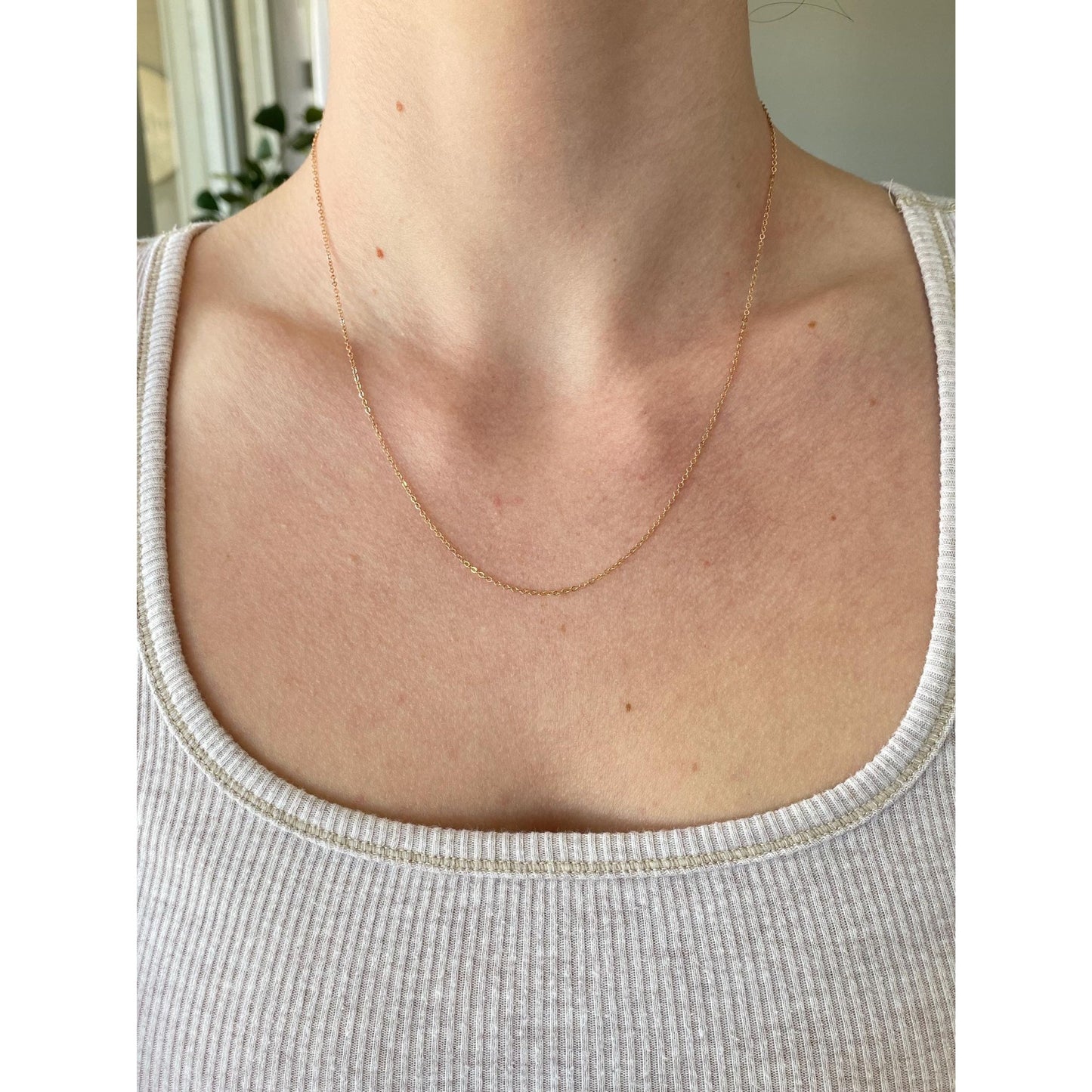 Vintage Solid 10k Rose Gold Cable Chain Necklace - 18 inches