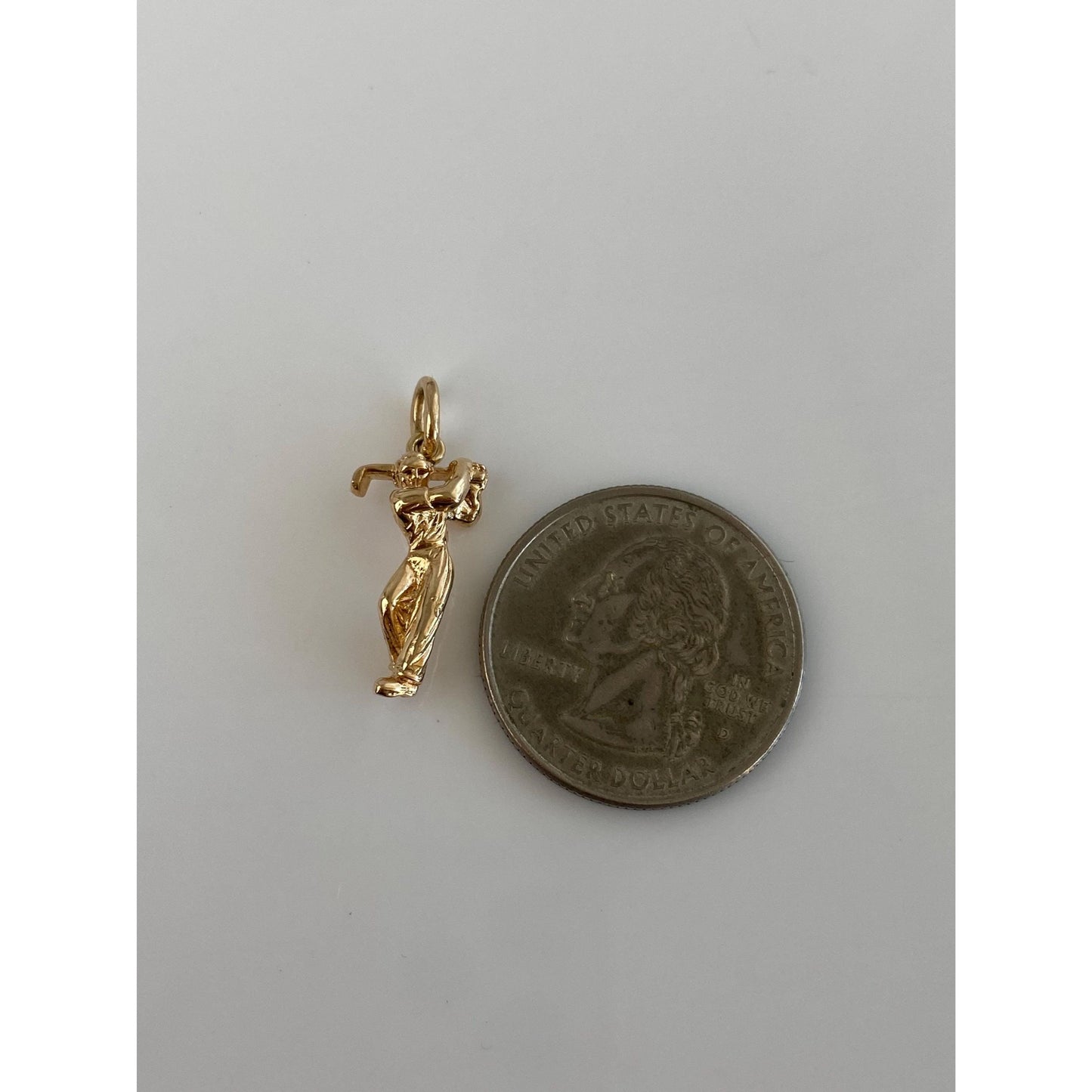 Vintage Solid 14k Yellow Gold Golfer Charm