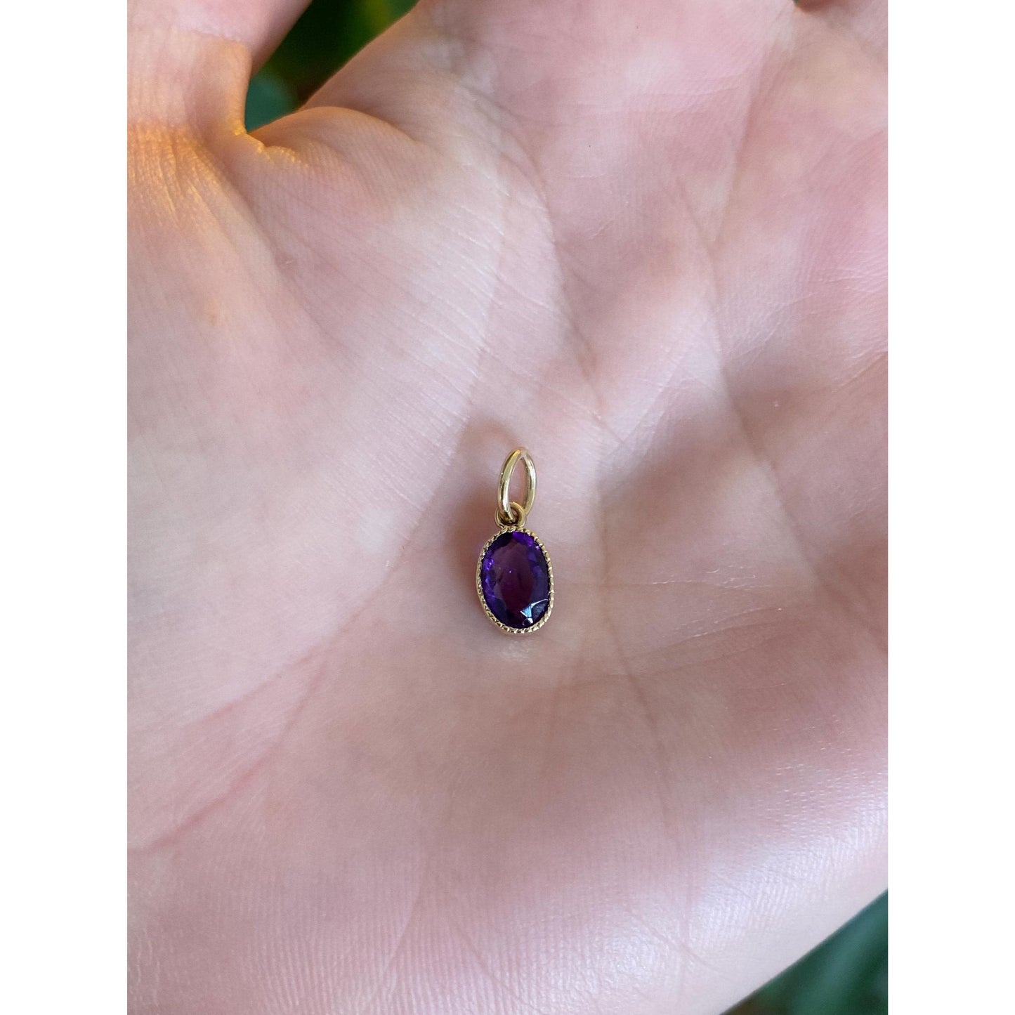 Vintage Solid 14k Yellow Gold Little Amethyst Charm