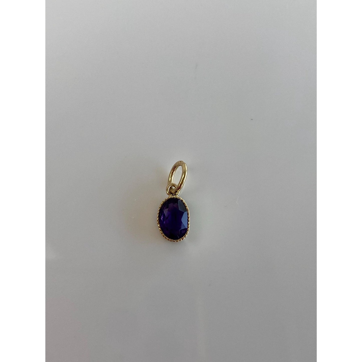 Vintage Solid 14k Yellow Gold Little Amethyst Charm
