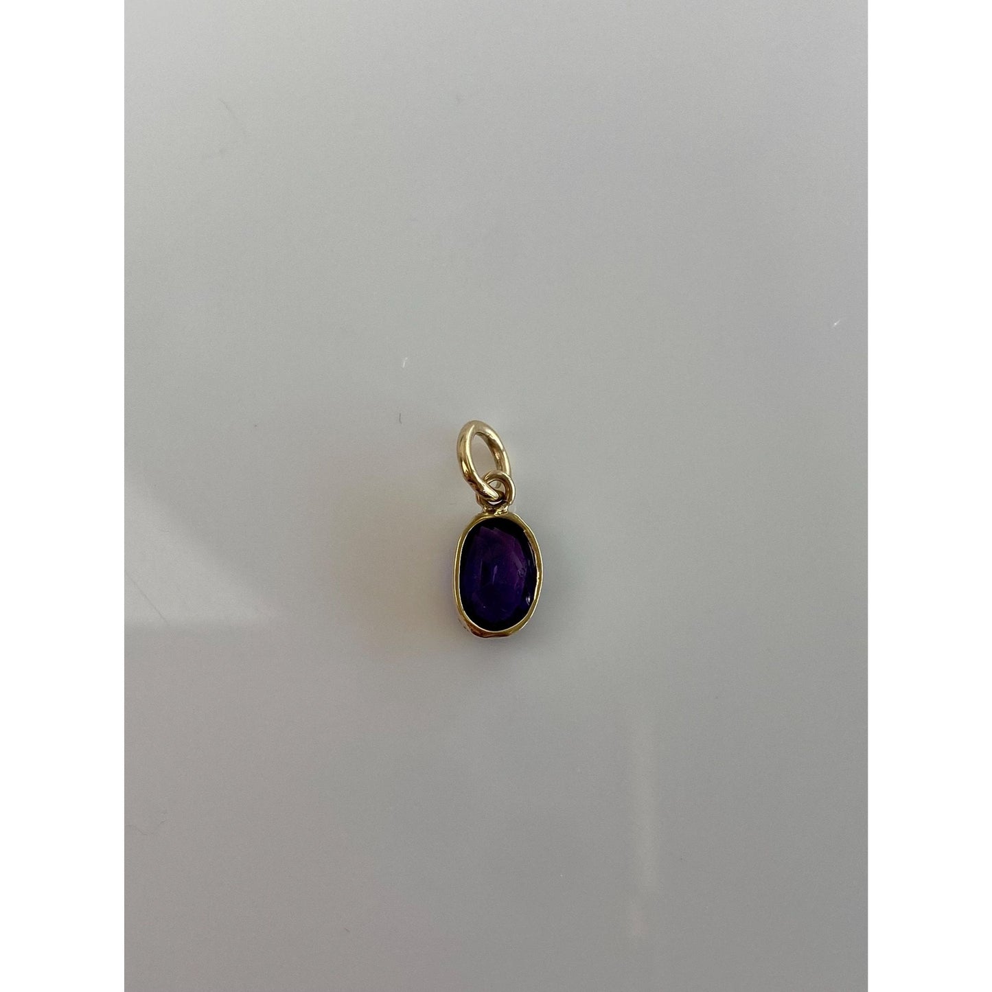 Vintage Solid 14k Yellow Gold Little Amethyst Charm