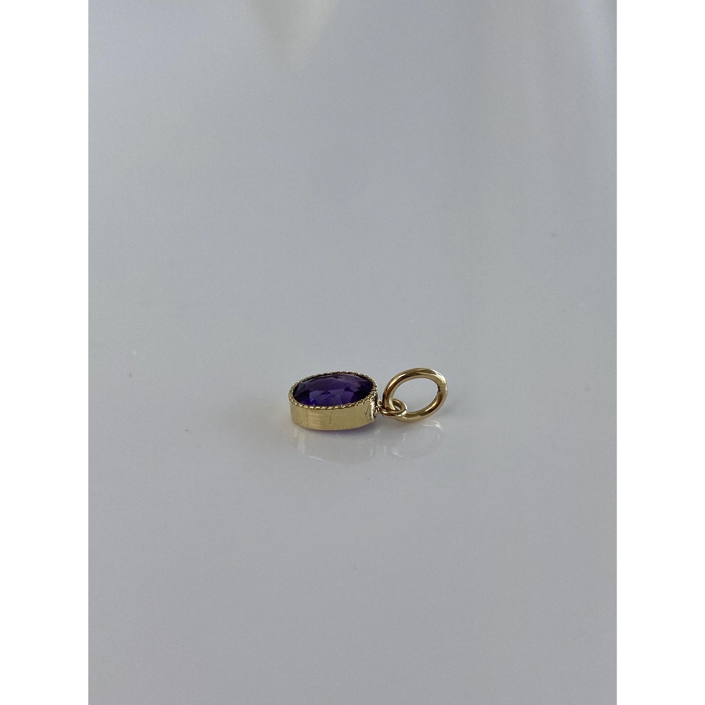 Vintage Solid 14k Yellow Gold Little Amethyst Charm