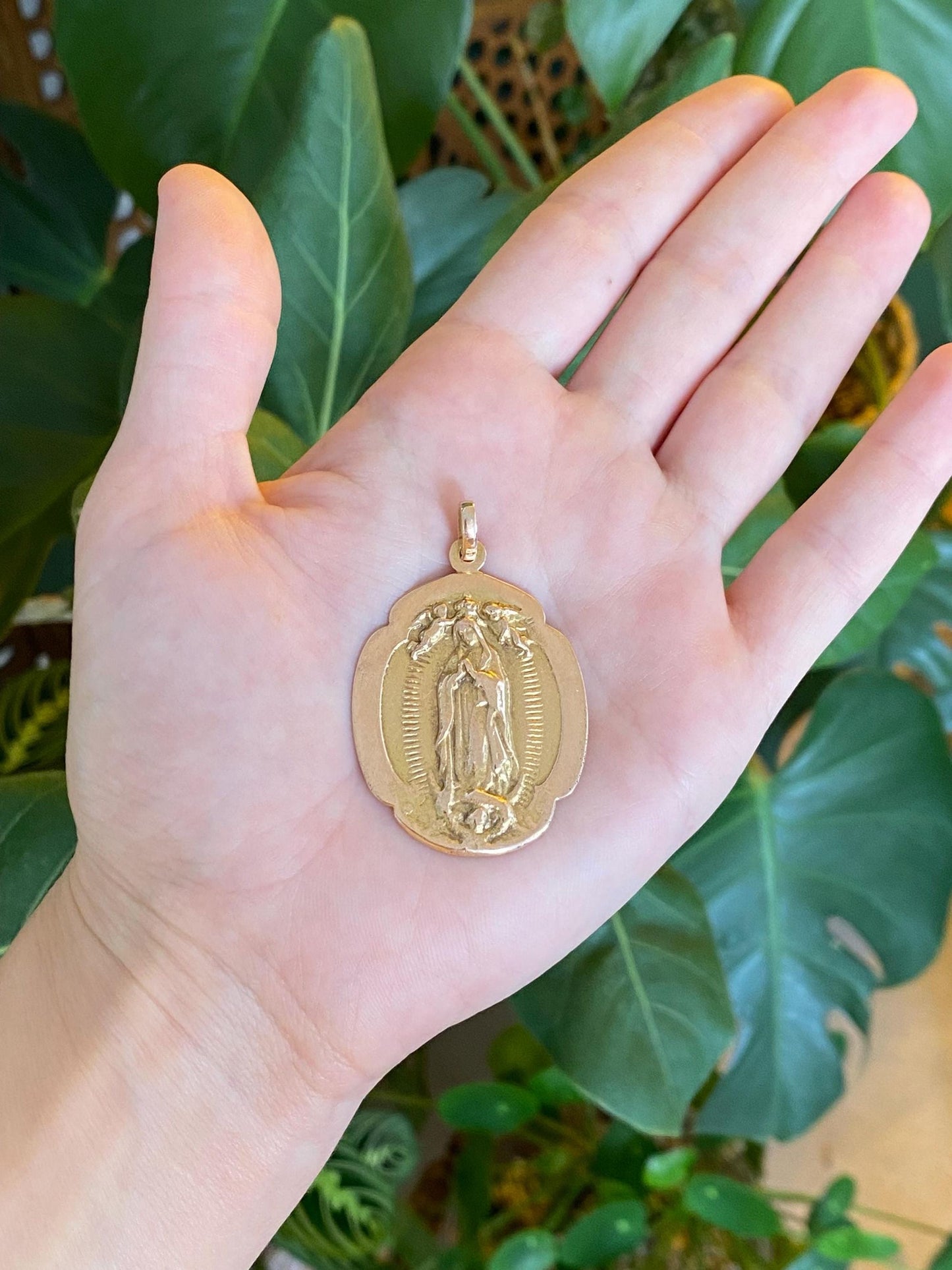 Vintage Solid 9k Rosey Gold Virgin Mary Religious Charm