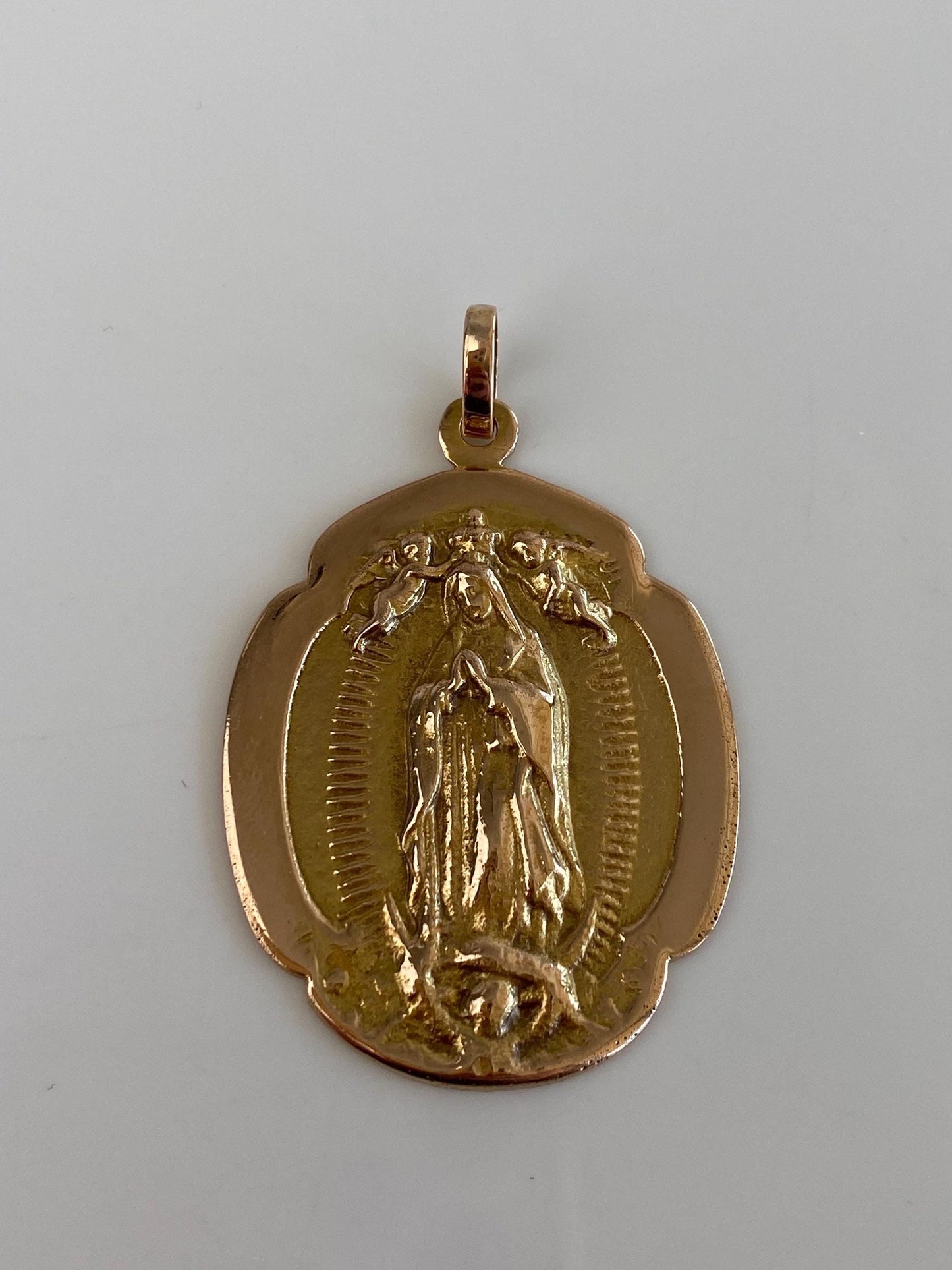 Vintage Solid 9k Rosey Gold Virgin Mary Religious Charm