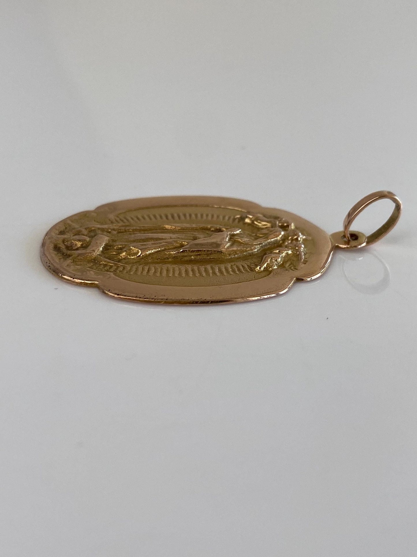 Vintage Solid 9k Rosey Gold Virgin Mary Religious Charm