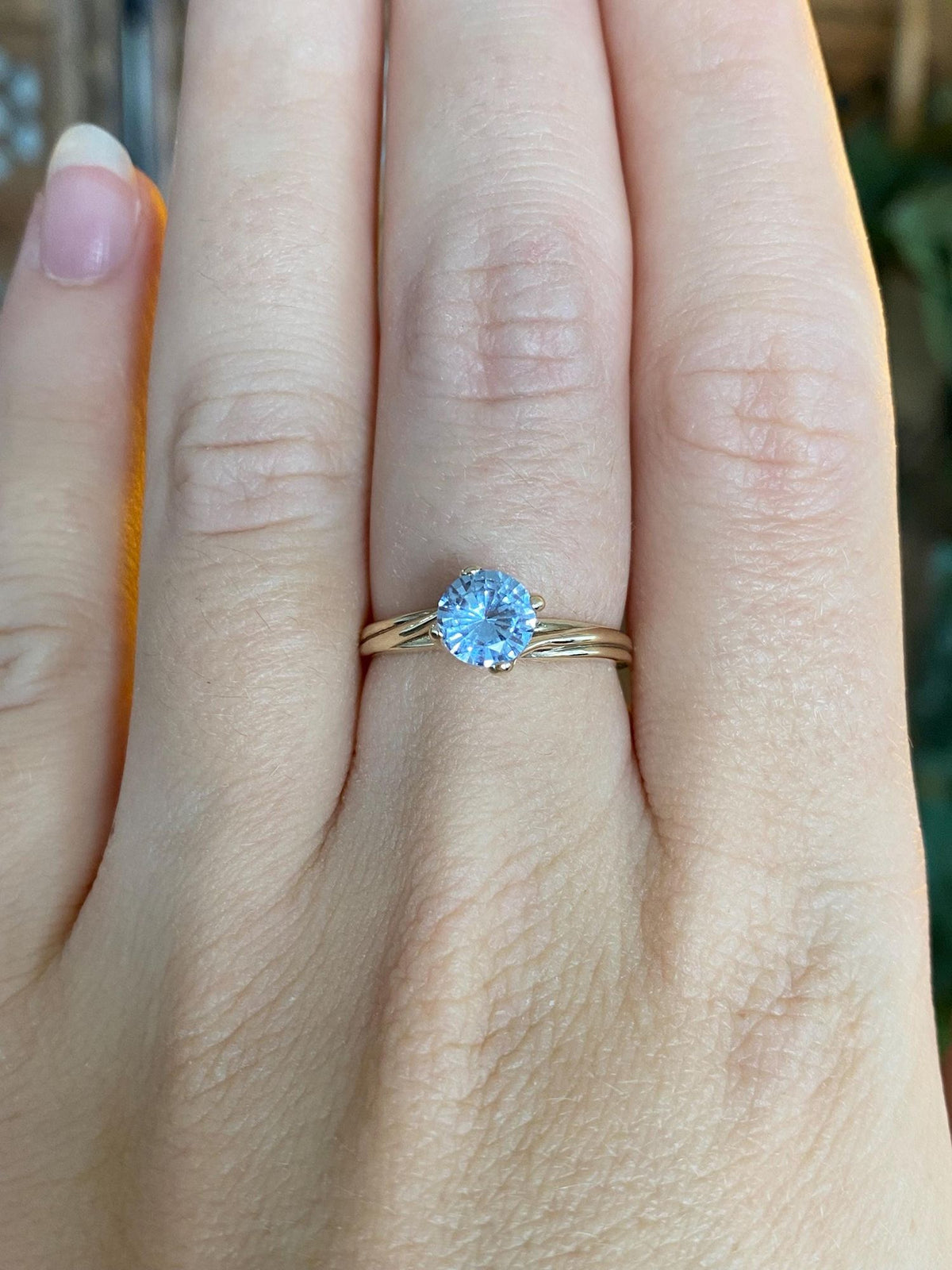Vintage Solid 10k Aquamarine Ring - Size 6.5