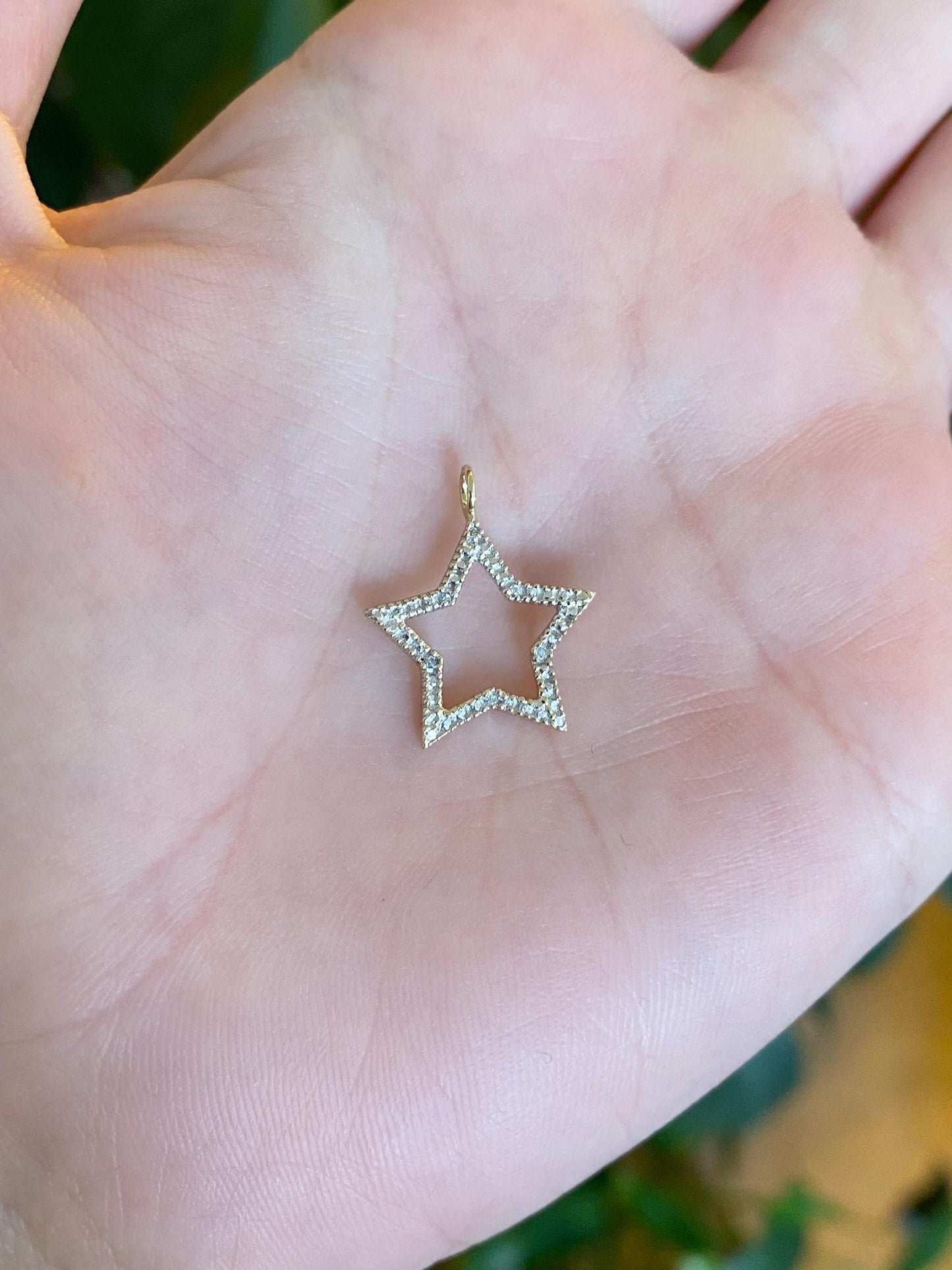 Vintage Solid 10k White & Yellow Gold Diamond Star Charm