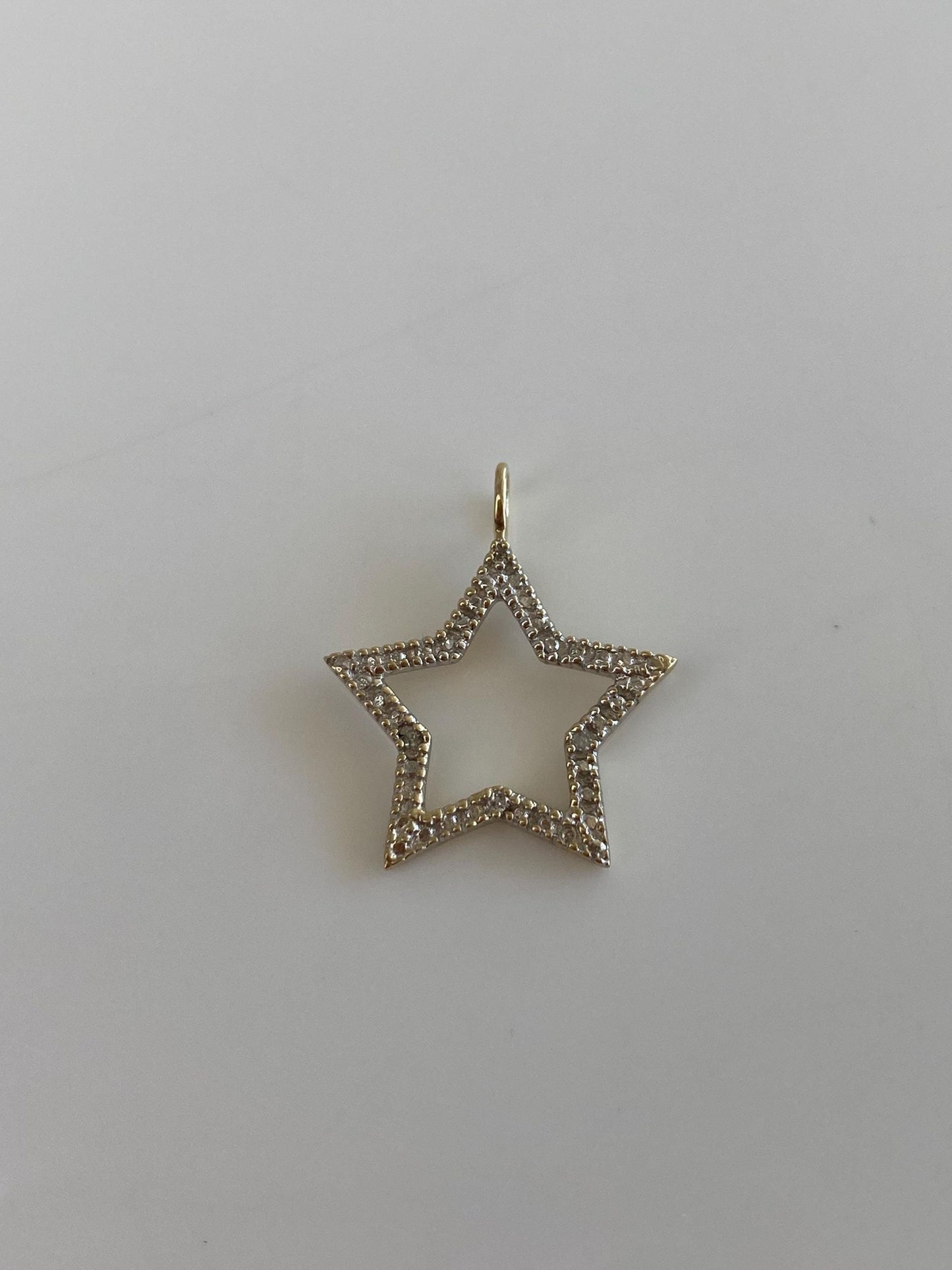 Vintage Solid 10k White & Yellow Gold Diamond Star Charm