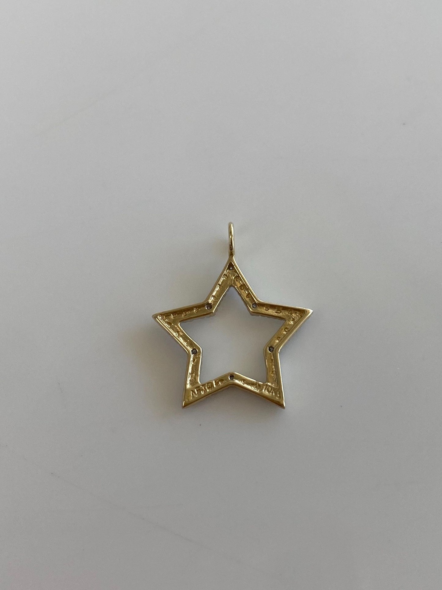 Vintage Solid 10k White & Yellow Gold Diamond Star Charm