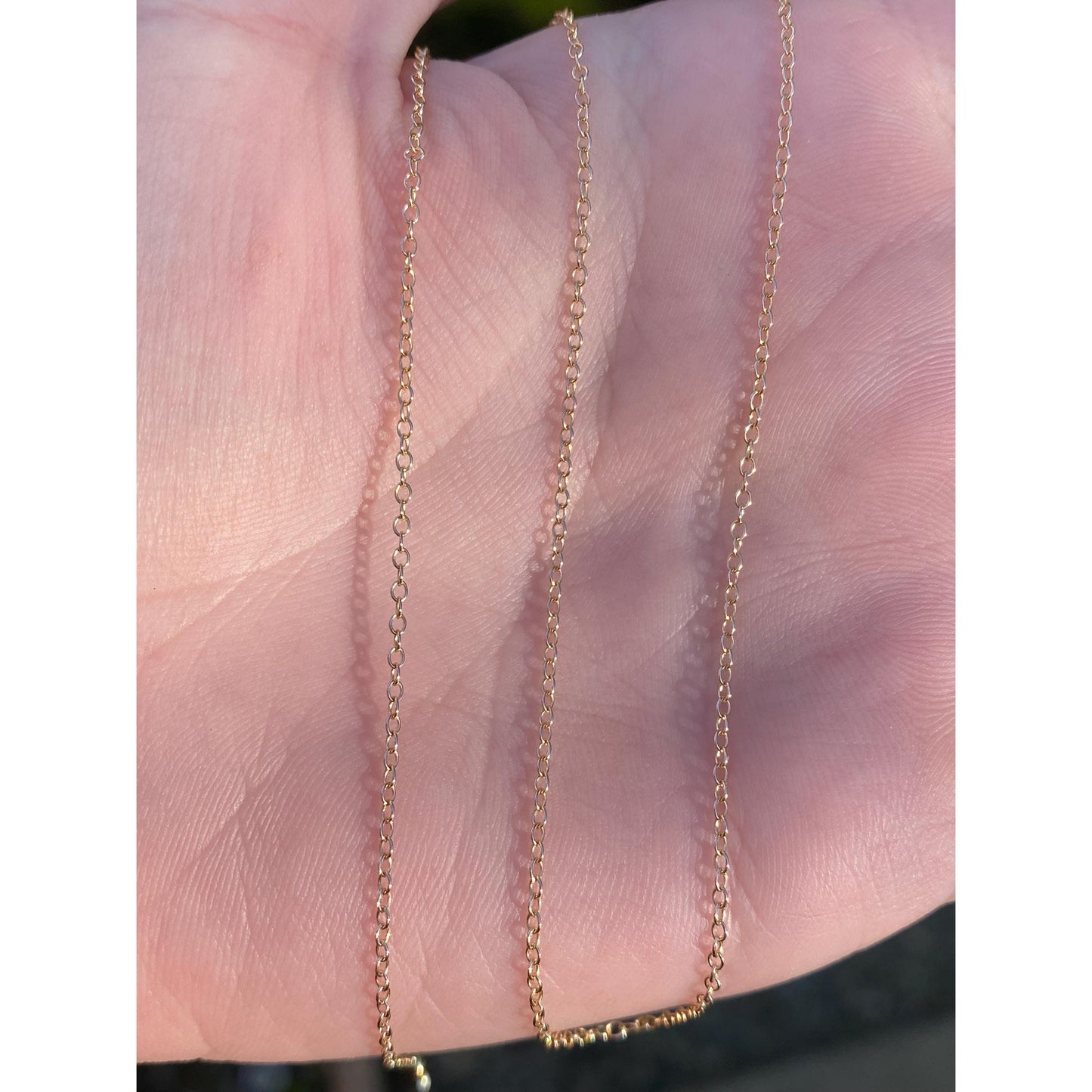 Vintage Solid 14k Yellow Gold Dainty Cable Chain Necklace - 18.25 inches