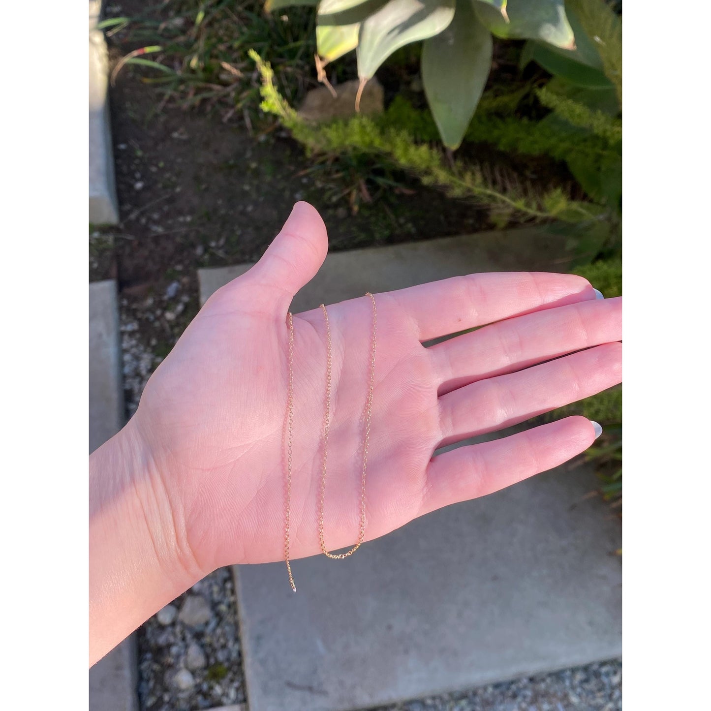 Vintage Solid 14k Yellow Gold Dainty Cable Chain Necklace - 18.25 inches