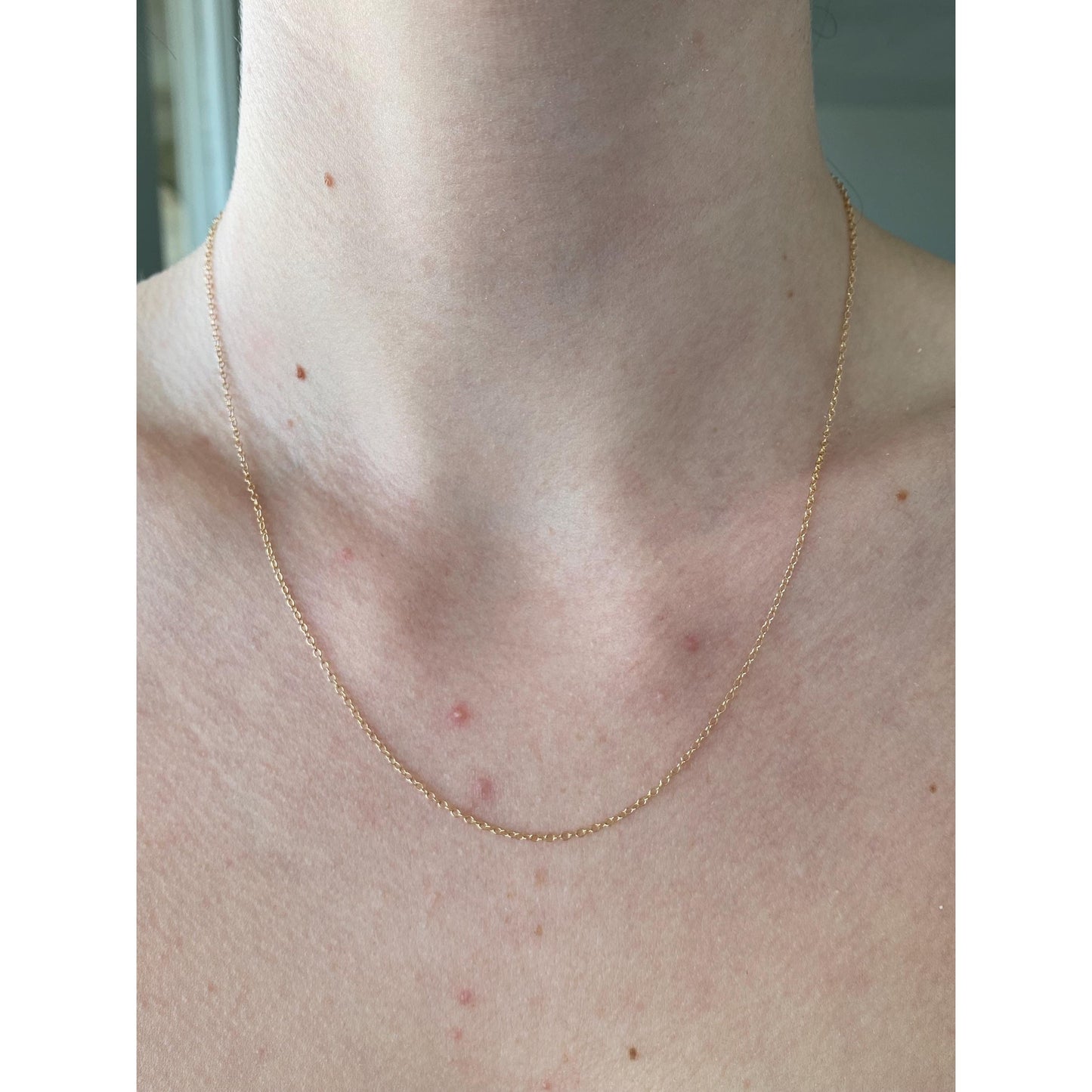 Vintage Solid 14k Yellow Gold Dainty Cable Chain Necklace - 18.25 inches