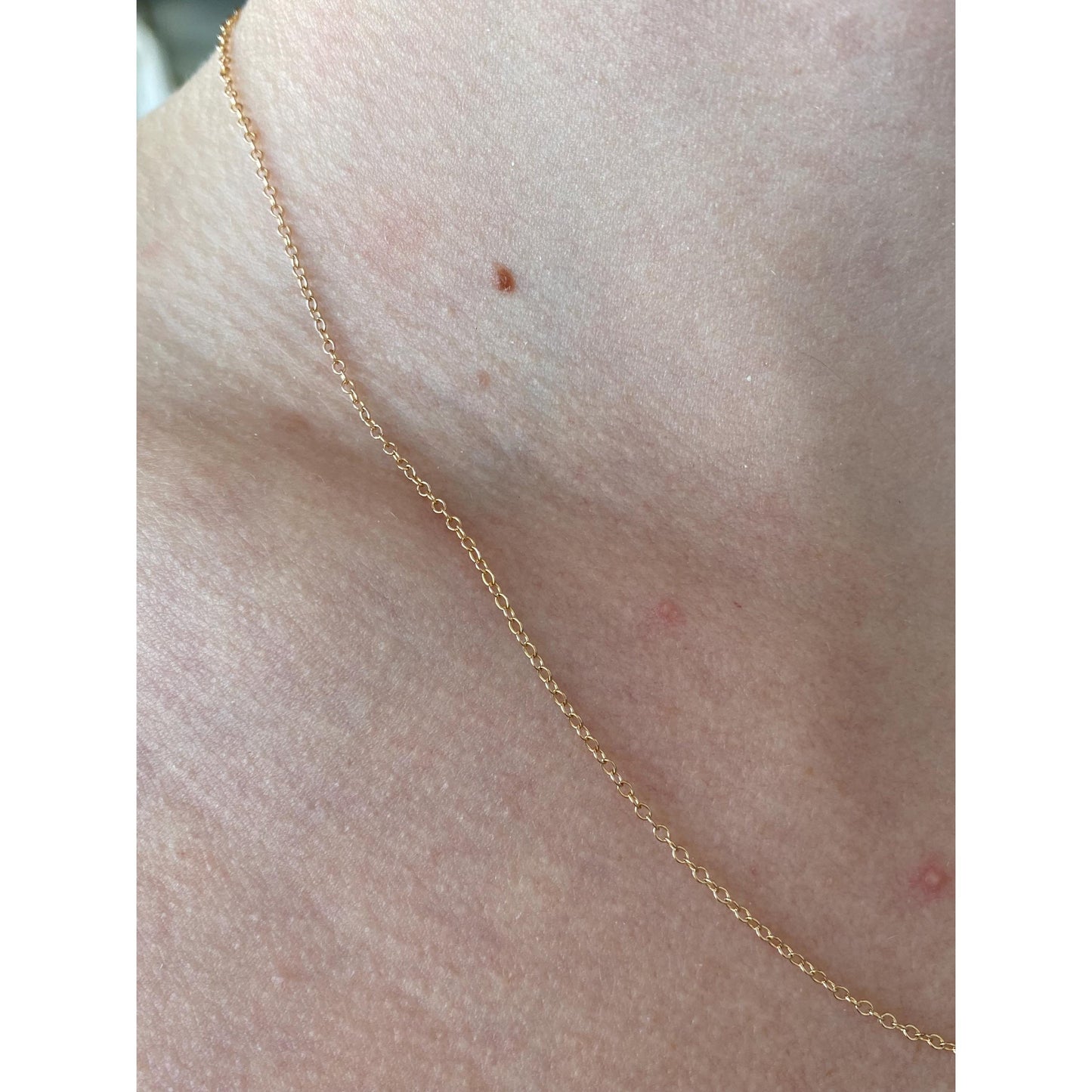 Vintage Solid 14k Yellow Gold Dainty Cable Chain Necklace - 18.25 inches
