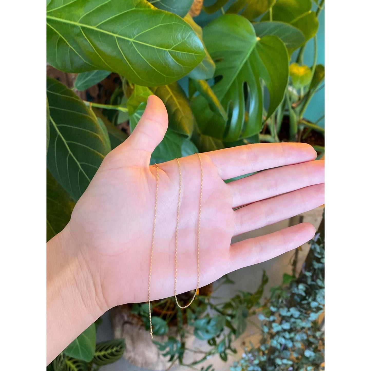 Vintage Solid 14k Yellow Gold Dainty Chain Necklace - 18.25 inches