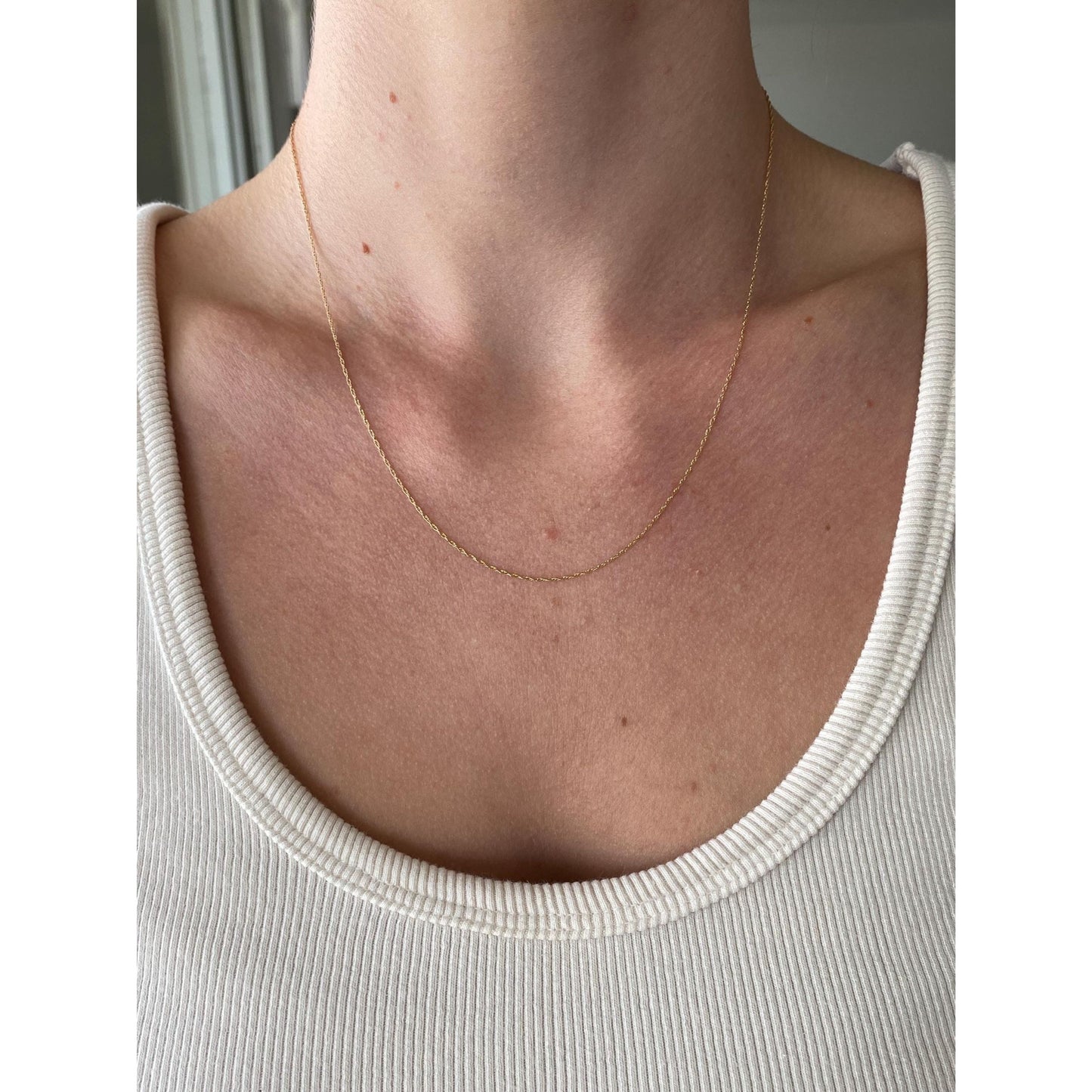 Vintage Solid 14k Yellow Gold Dainty Chain Necklace - 18.25 inches