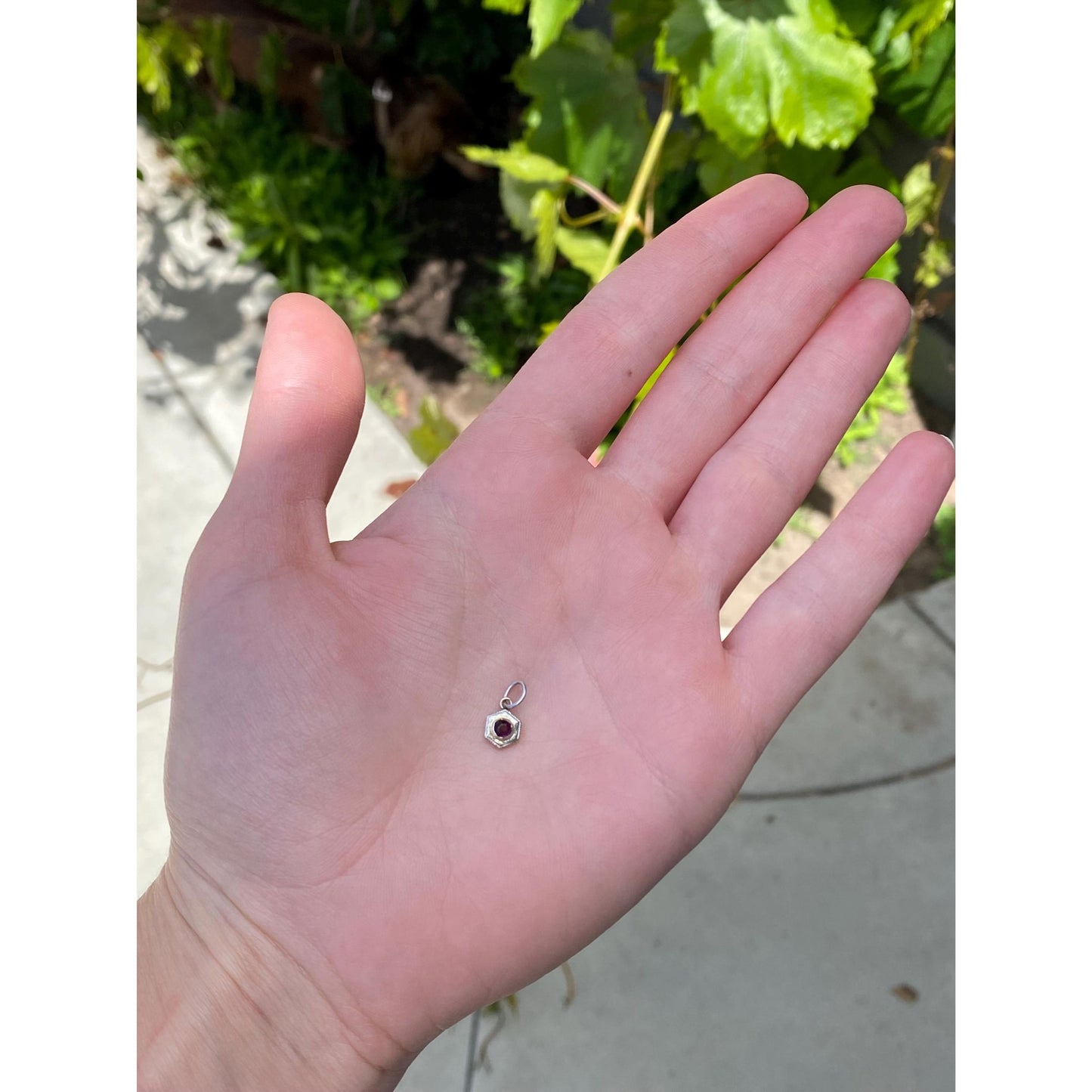 Vintage Solid 10k White & Yellow Gold Purple Cubic Zirconia Charm