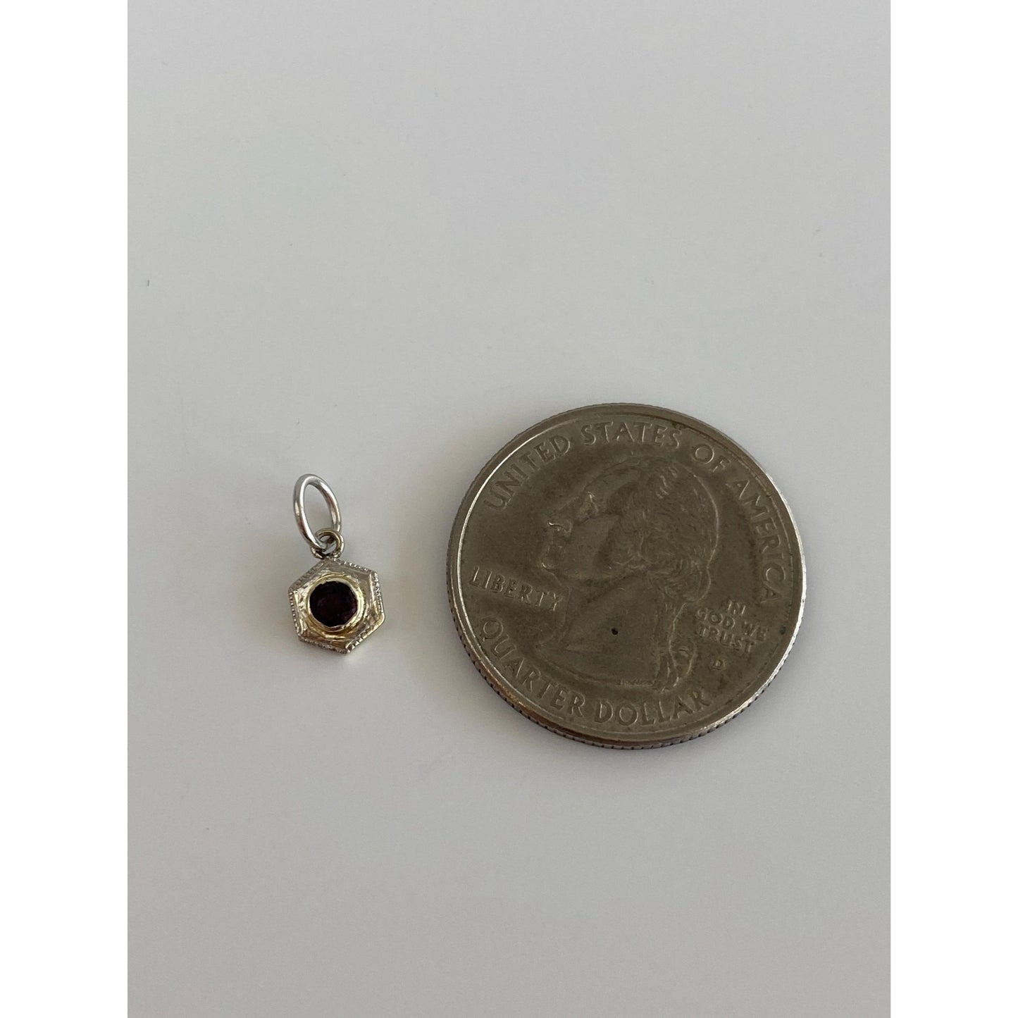 Vintage Solid 10k White & Yellow Gold Purple Cubic Zirconia Charm