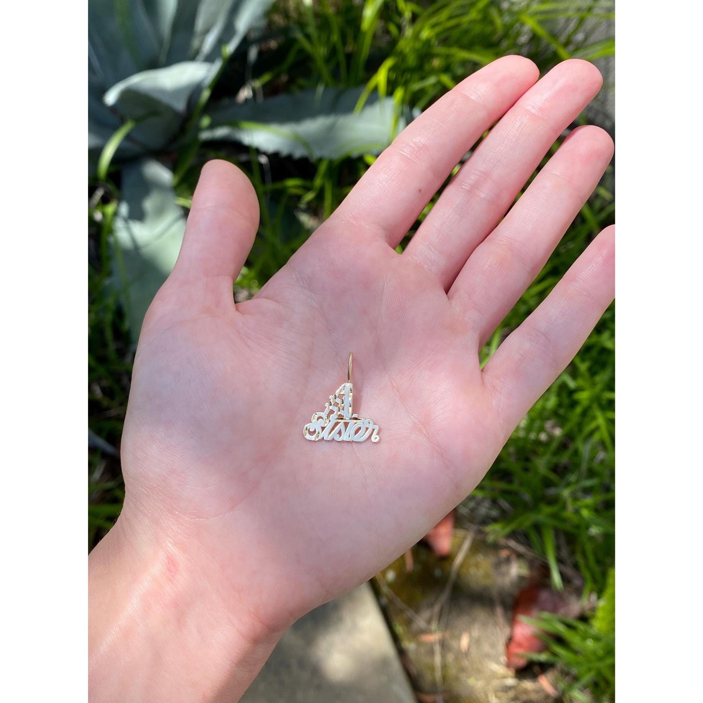 Vintage Solid 14k Yellow Gold Diamond Cut '#1 Sister' Charm